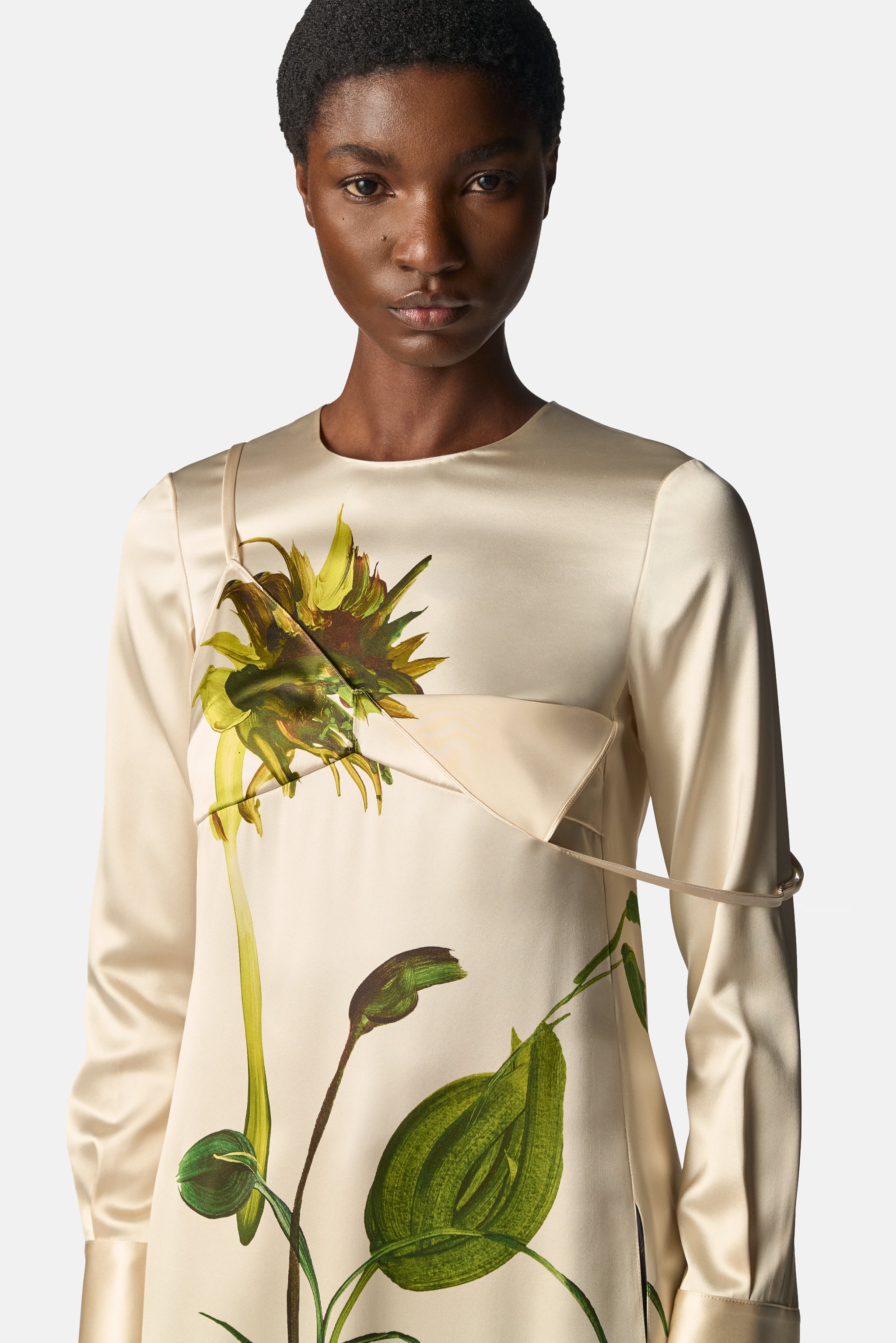 Deconstructed Layered Sunflower Printed Dress