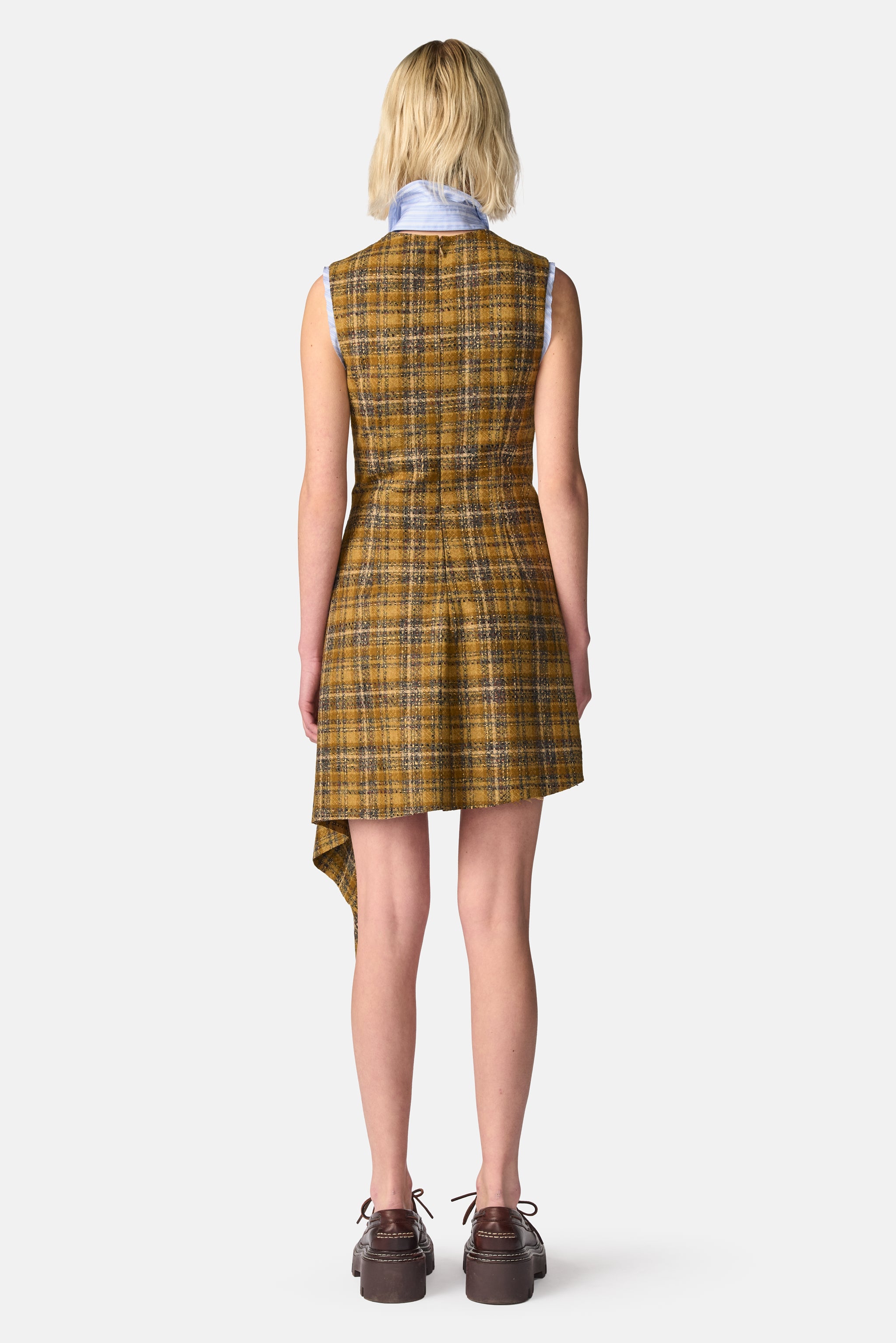 Drape Tweed Midi Dress