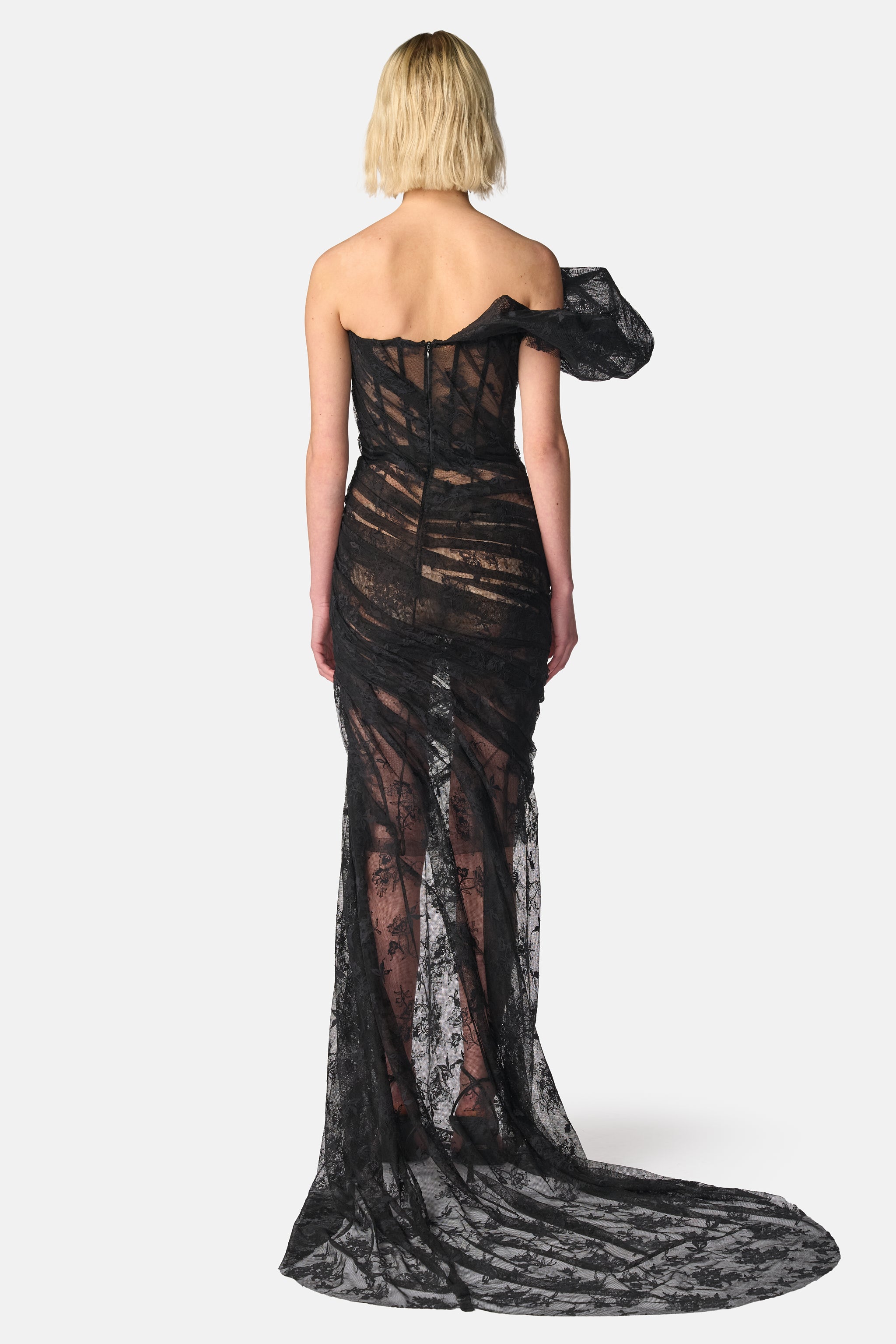 Puff Shoulder Lace Gown
