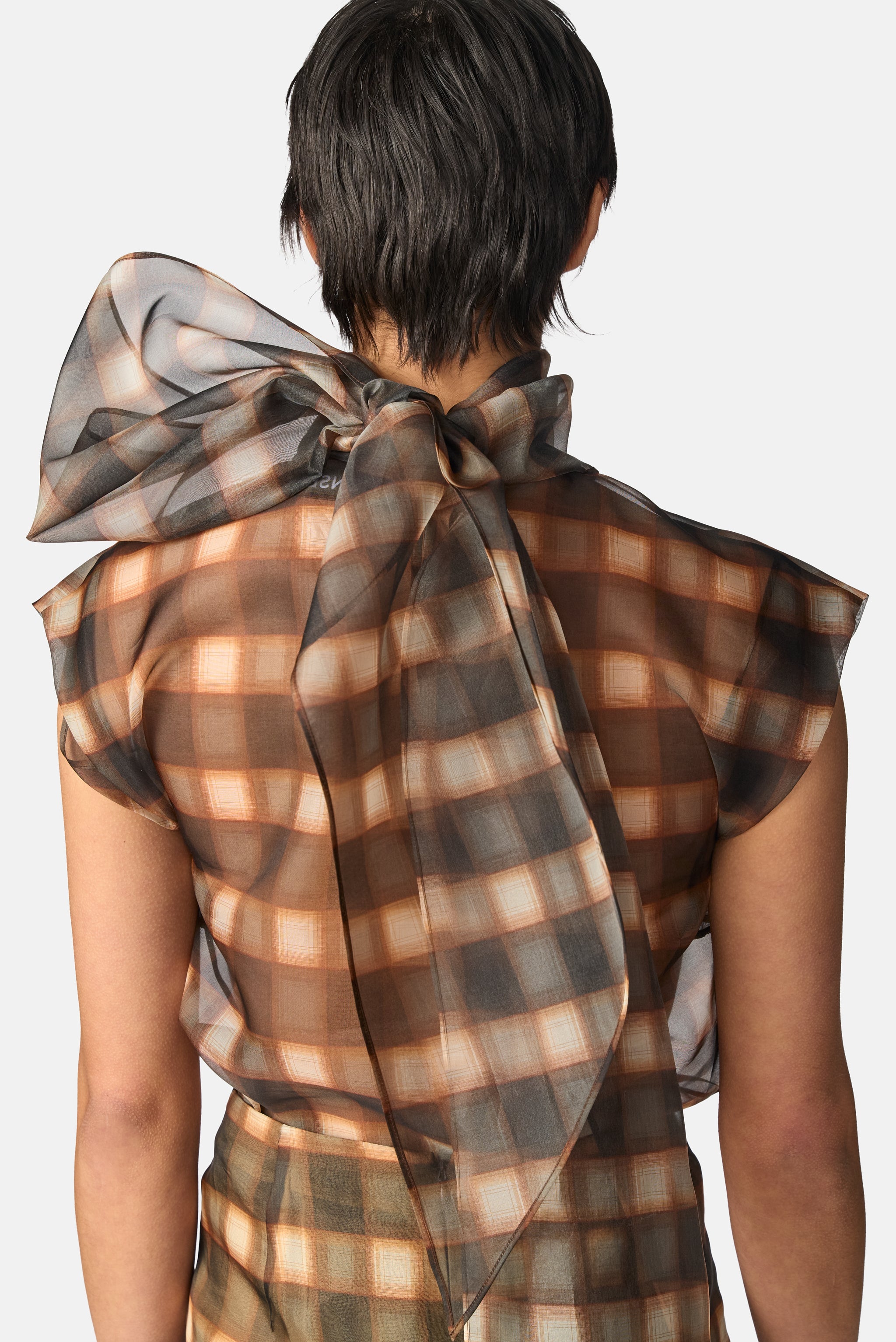 Organza Shoulder Tie Blouse