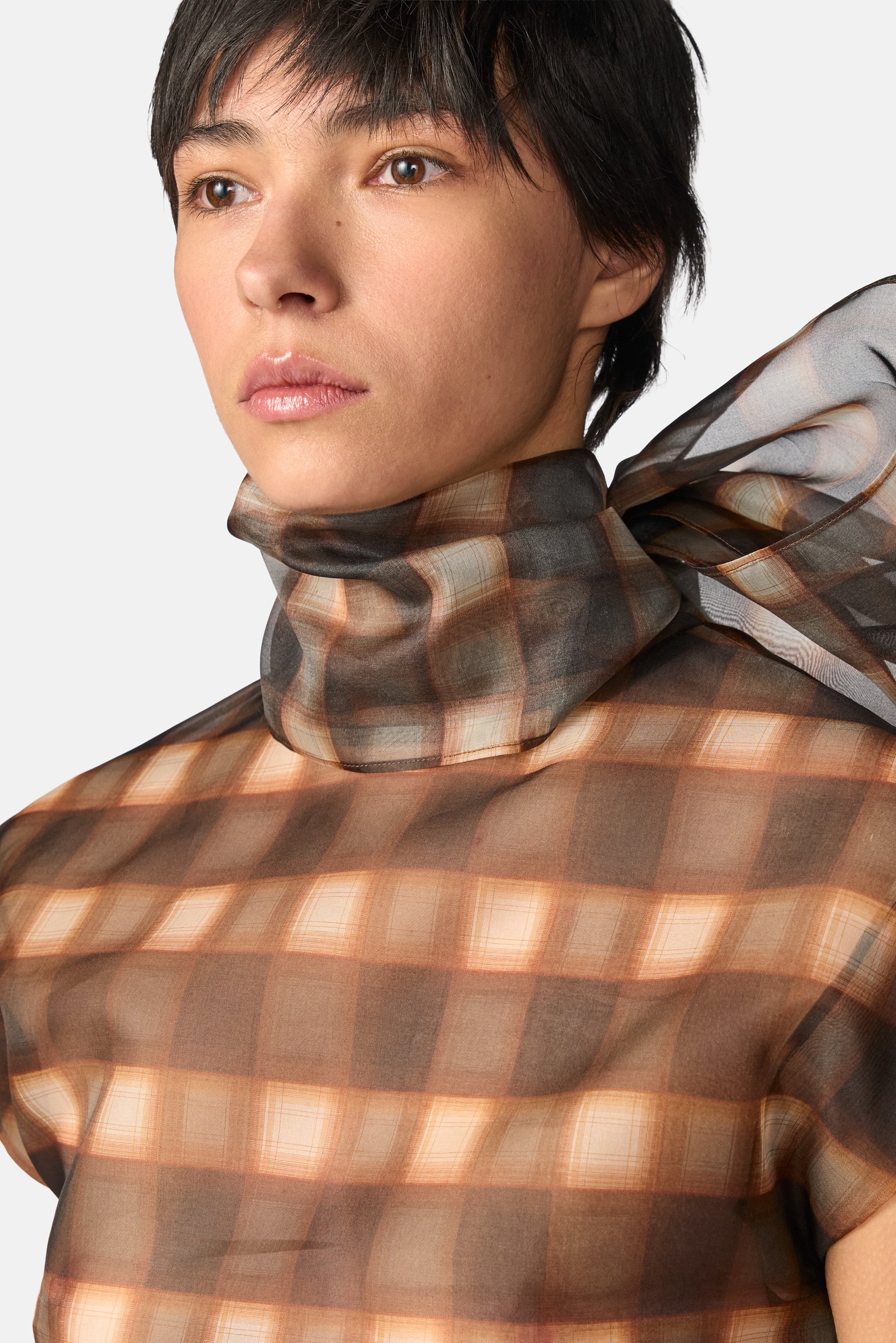 Organza Shoulder Tie Blouse