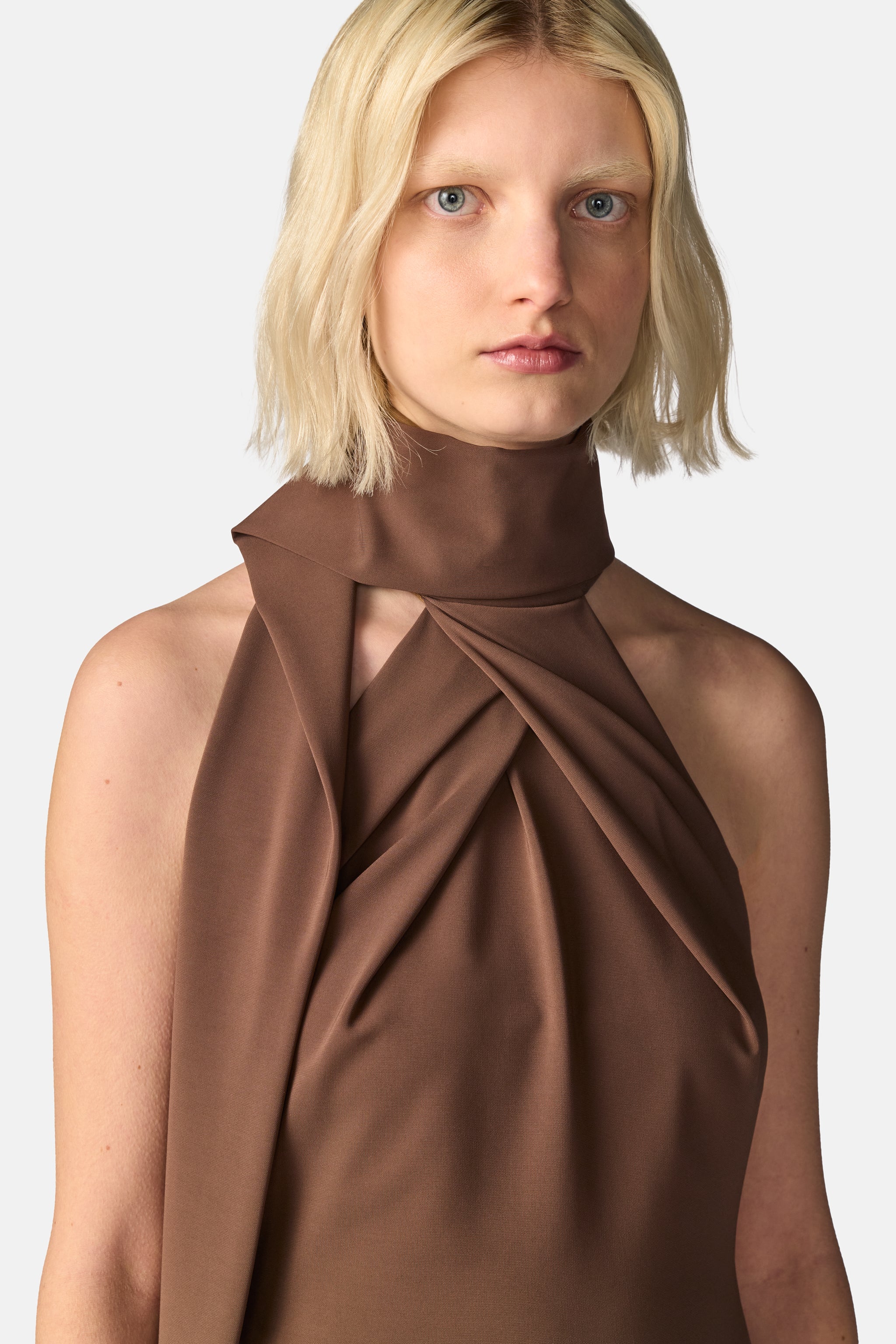 Twist Front Roll Neck Dress