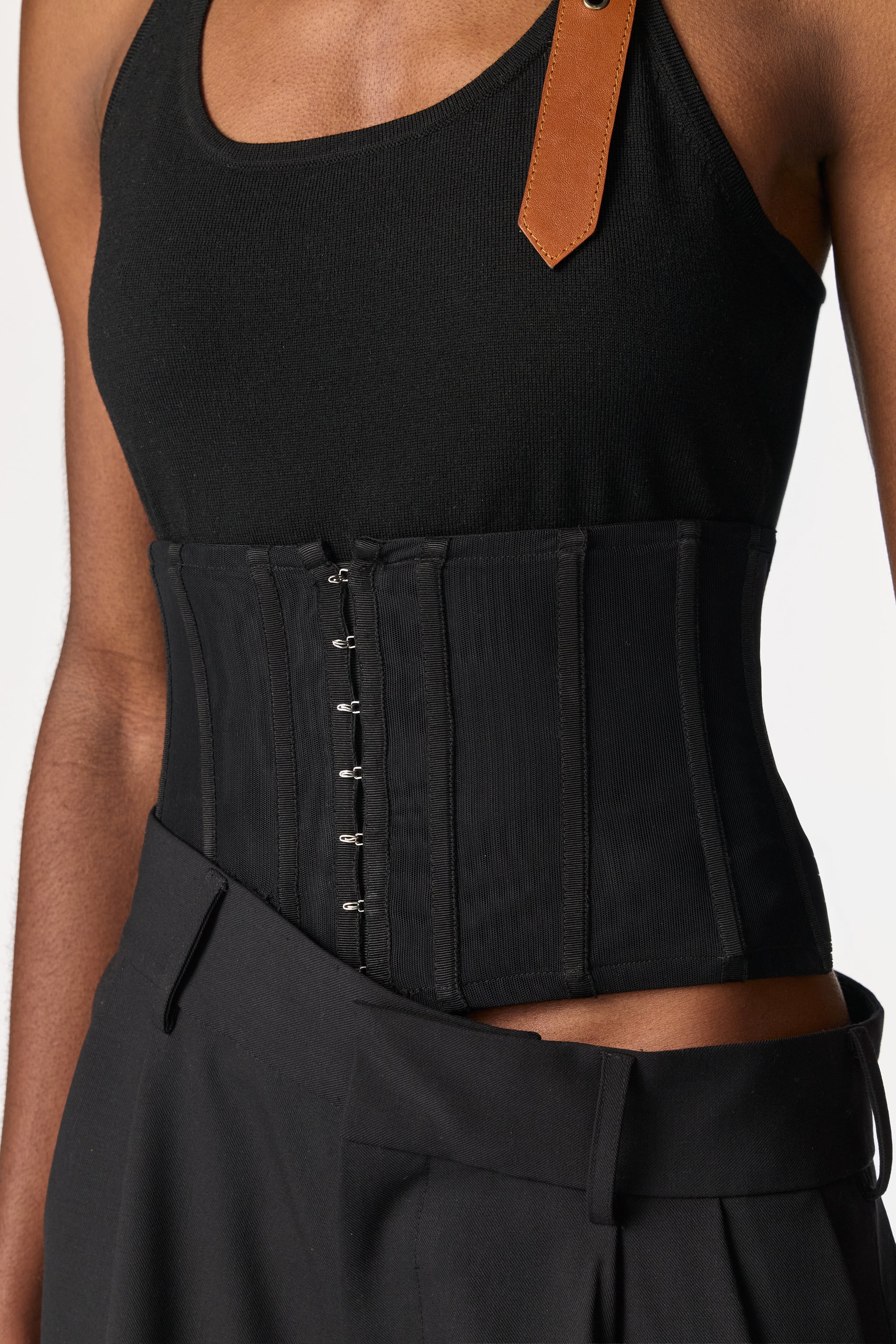 Leather Belt Knit Top