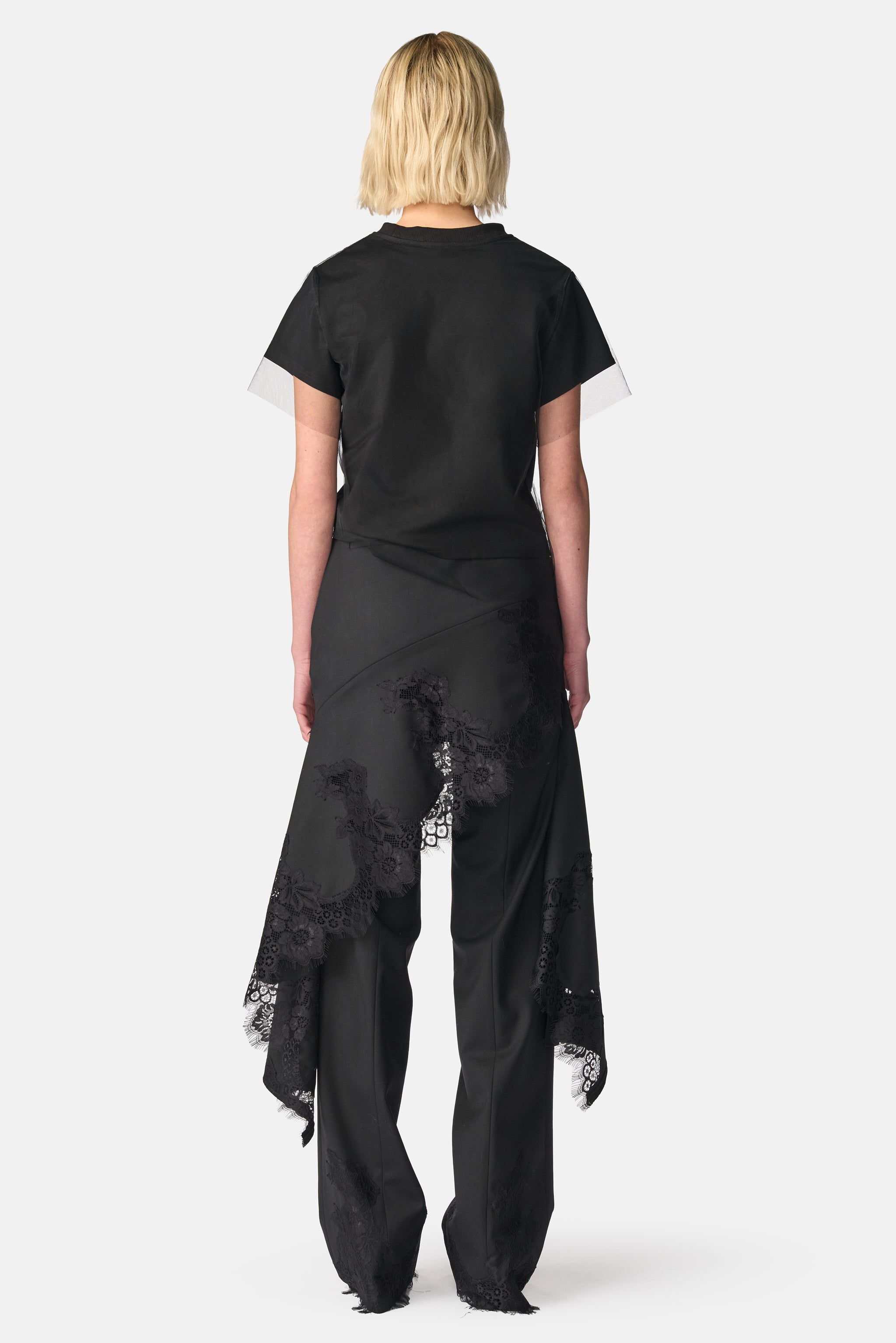 Deconstructed Tailored Lace Hem Skirt Trouser