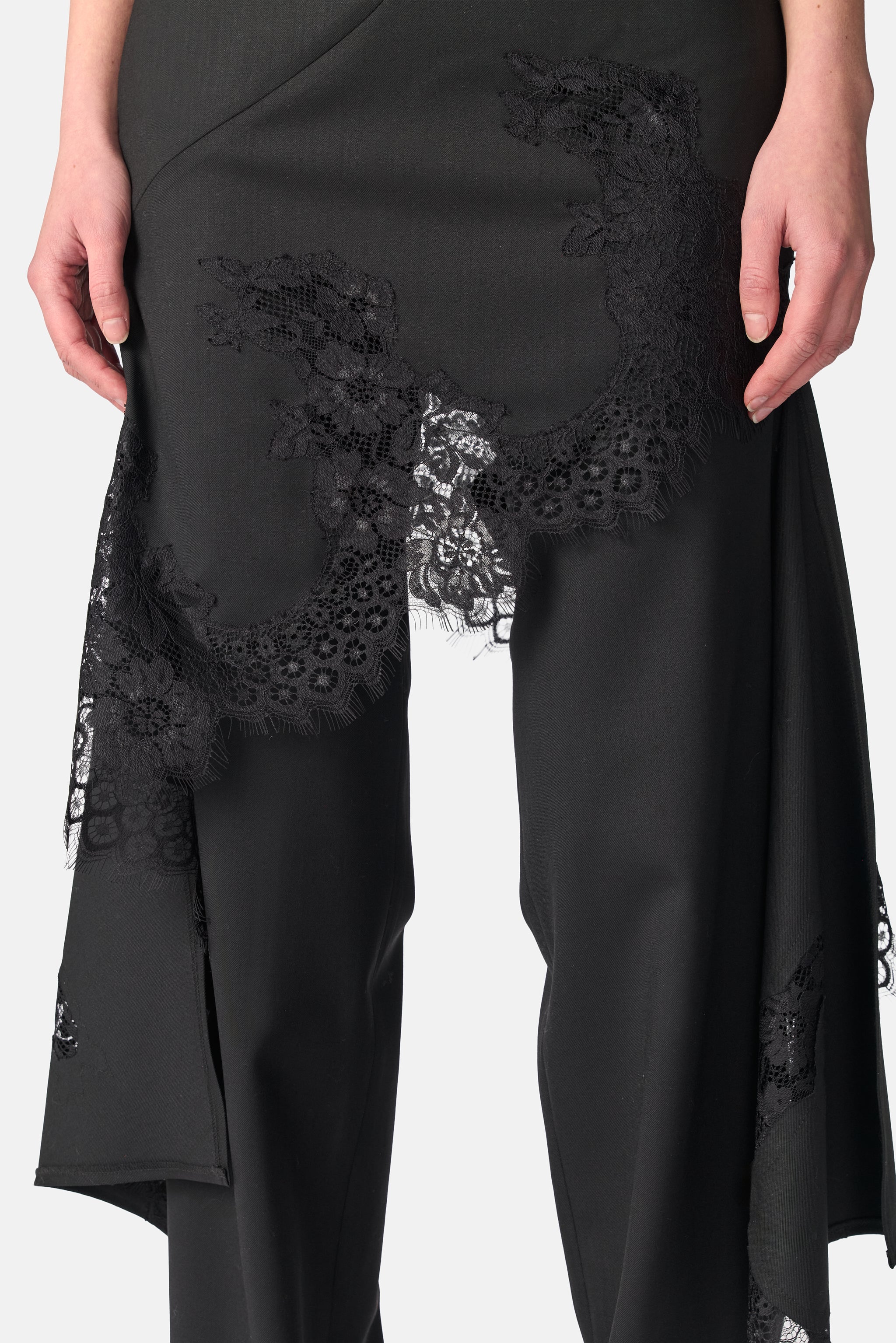 Deconstructed Tailored Lace Hem Skirt Trouser