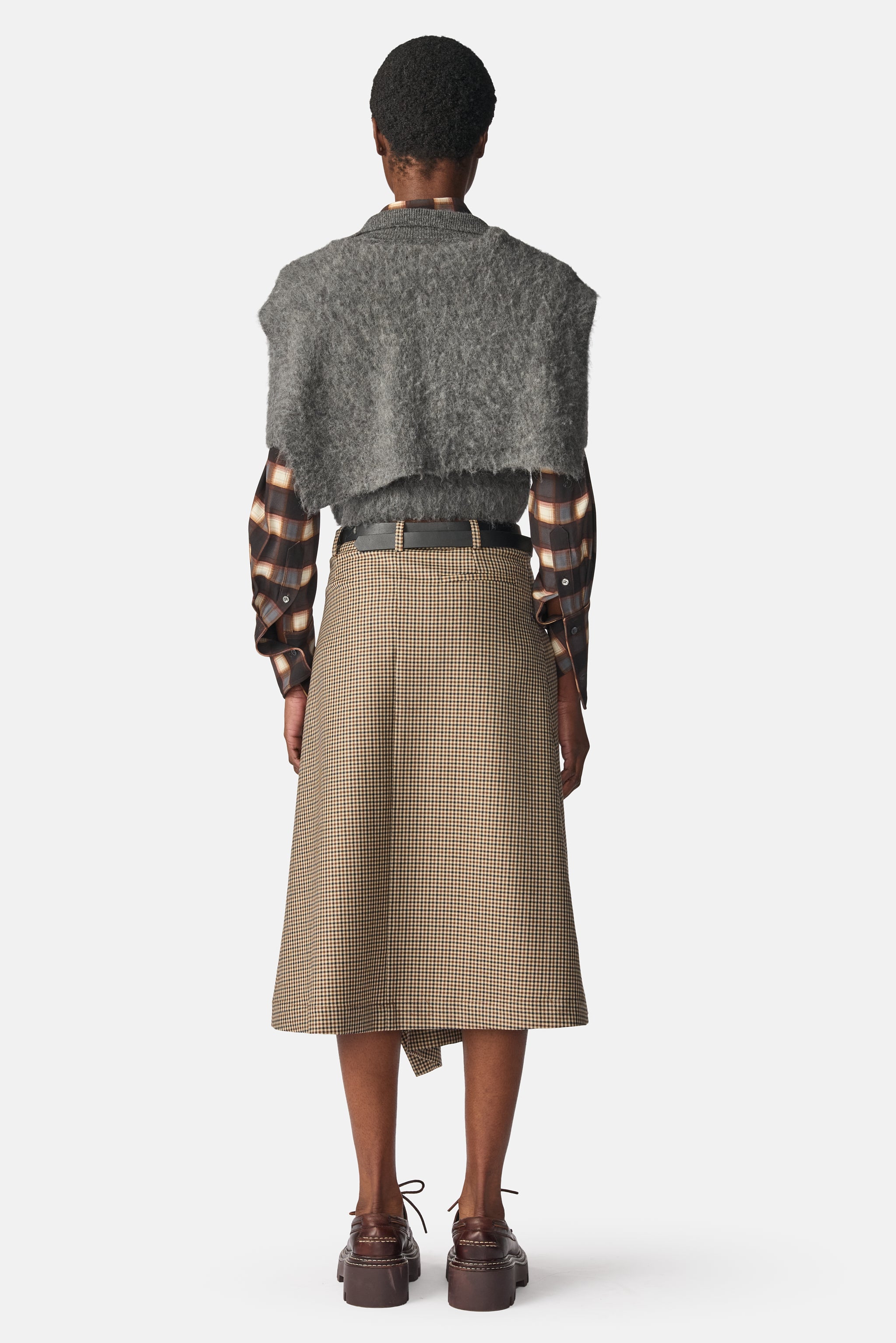 Cropped Polo Knit With Scarf