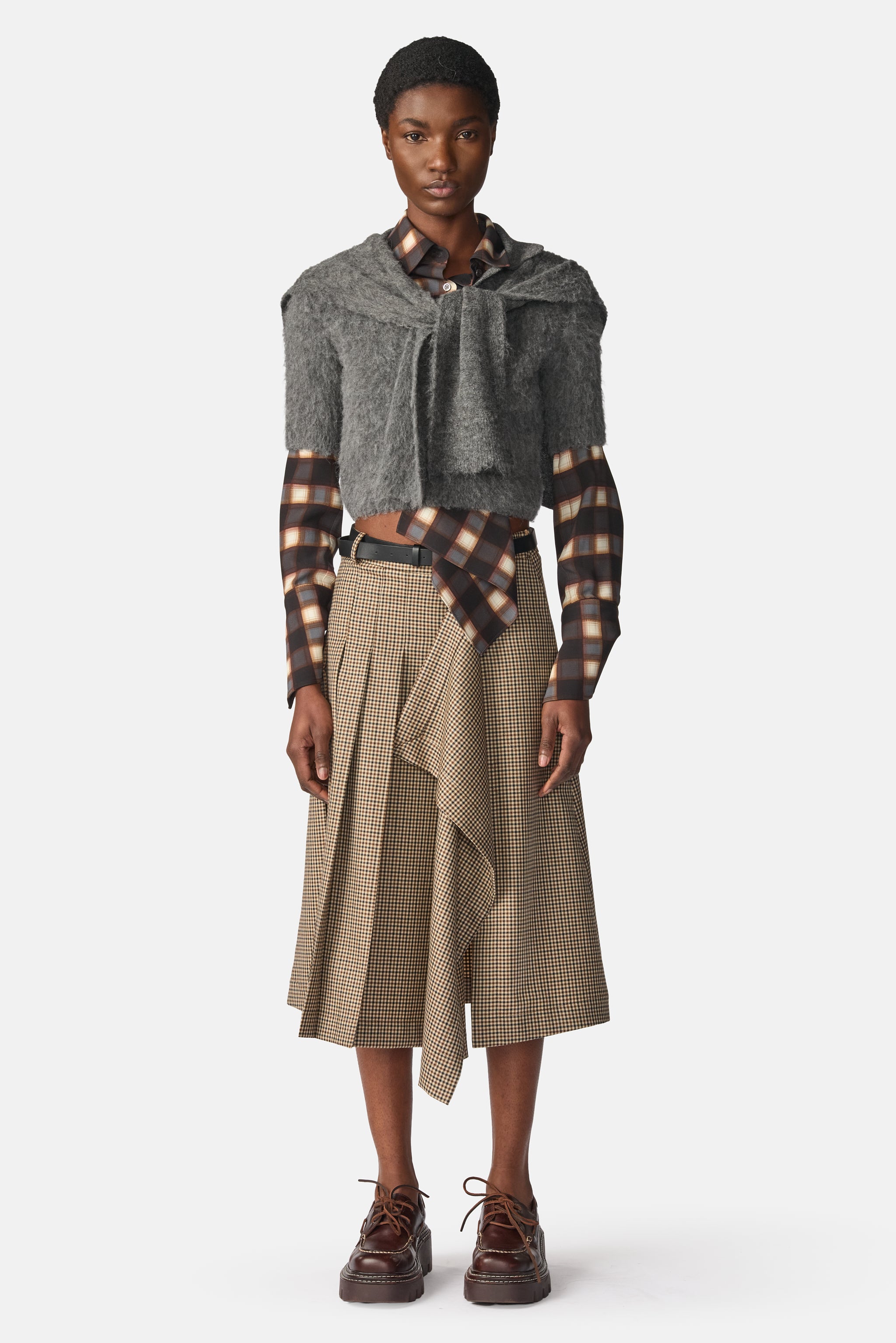 Pleated Wrap Skirt W/ Belt