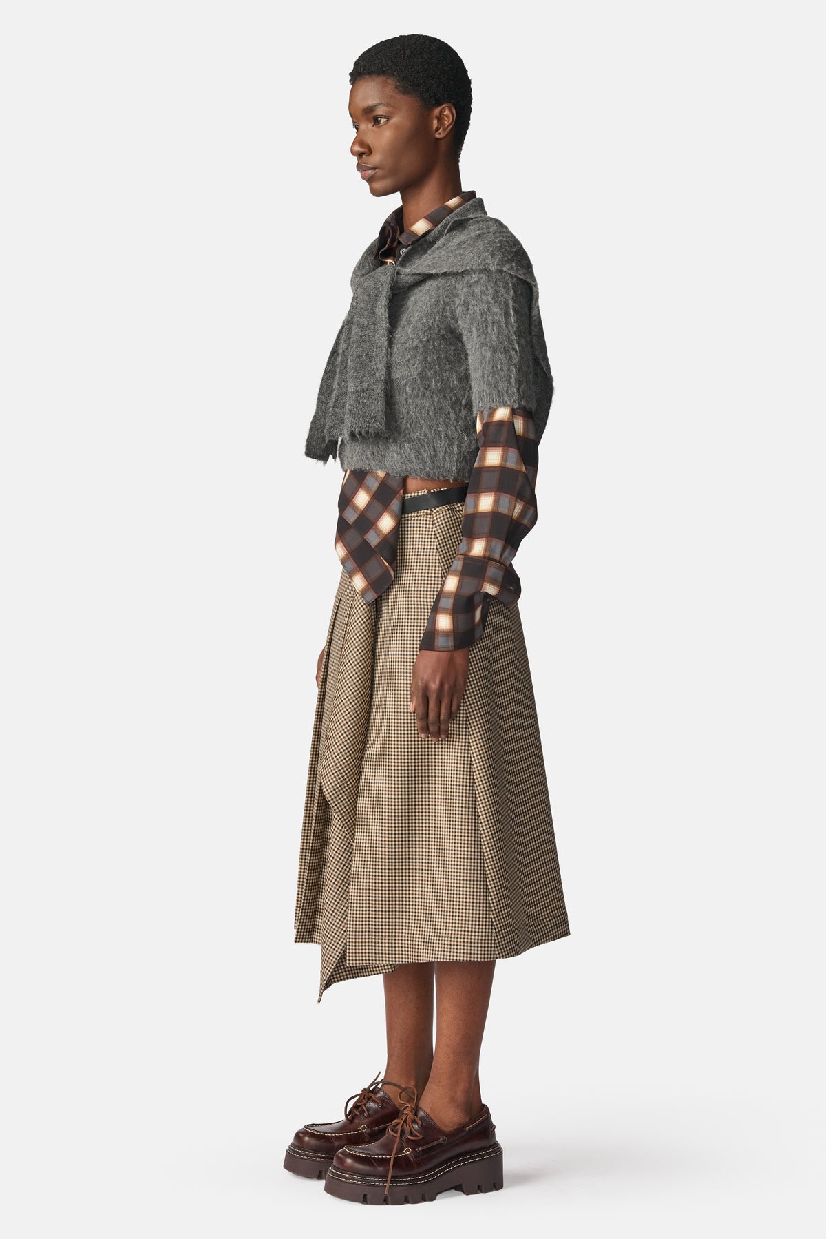Pleated Wrap Skirt W/ Belt