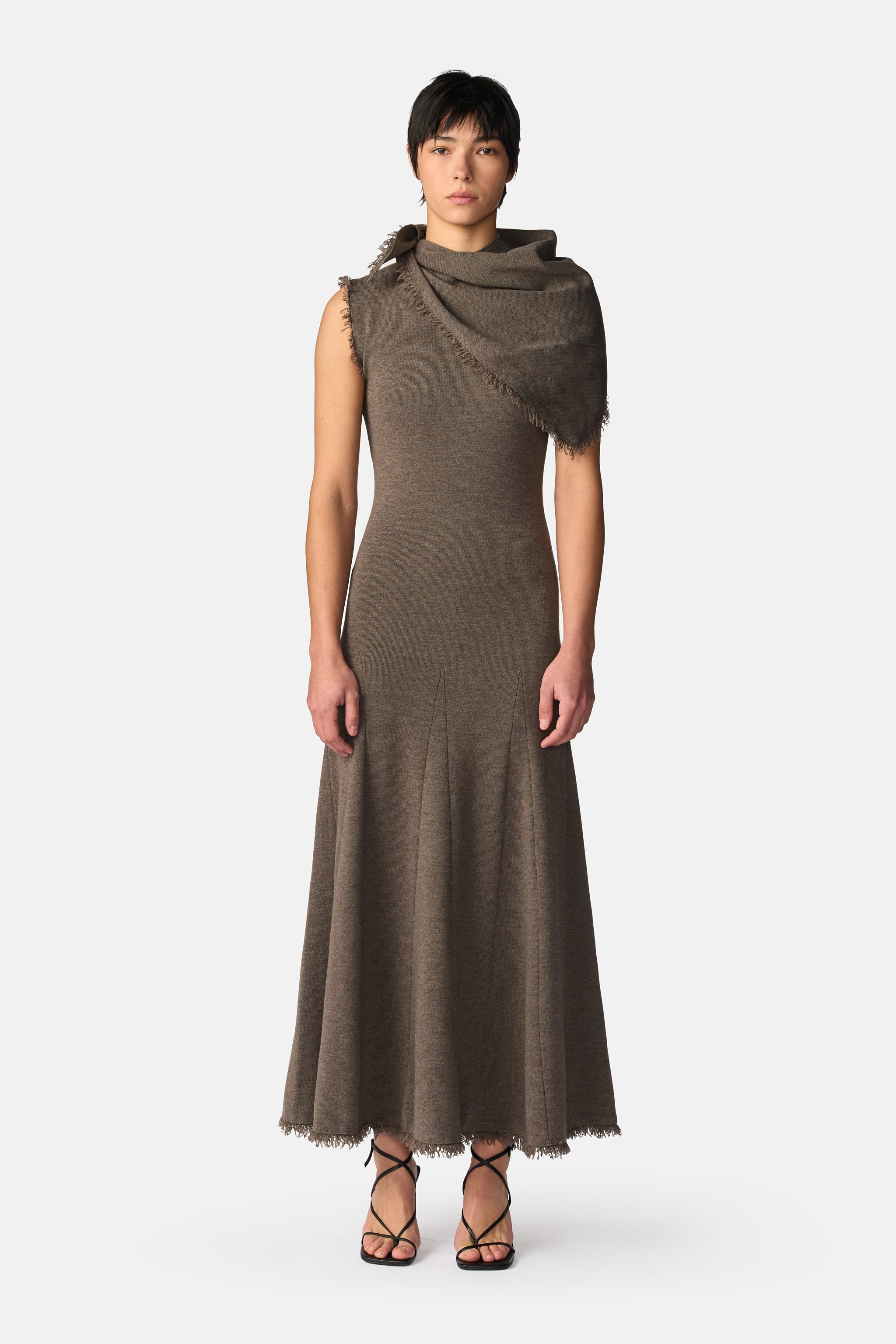 Fringe Hem Sleeveless Knit Dress