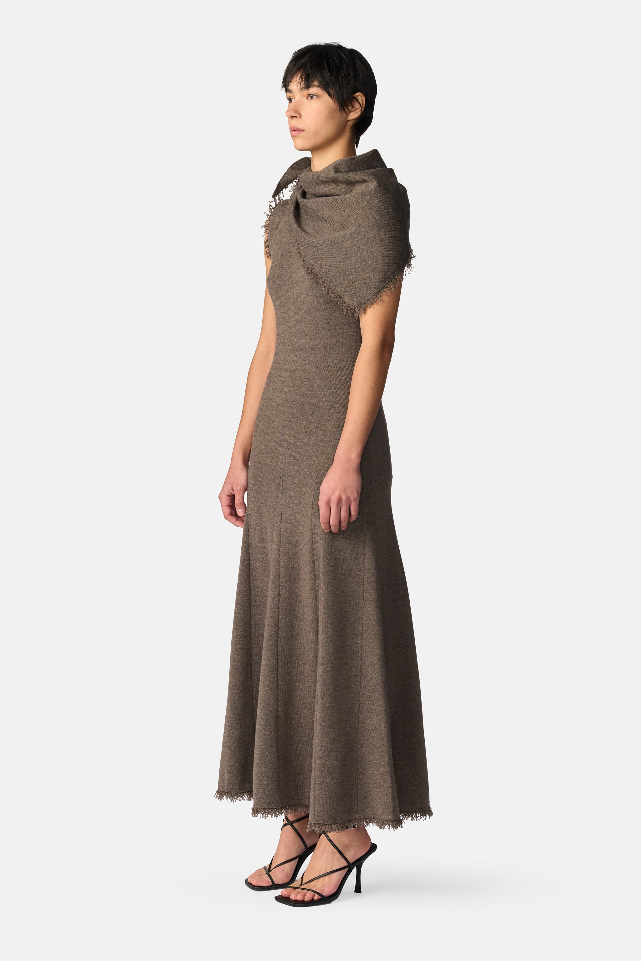 Fringe Hem Sleeveless Knit Dress