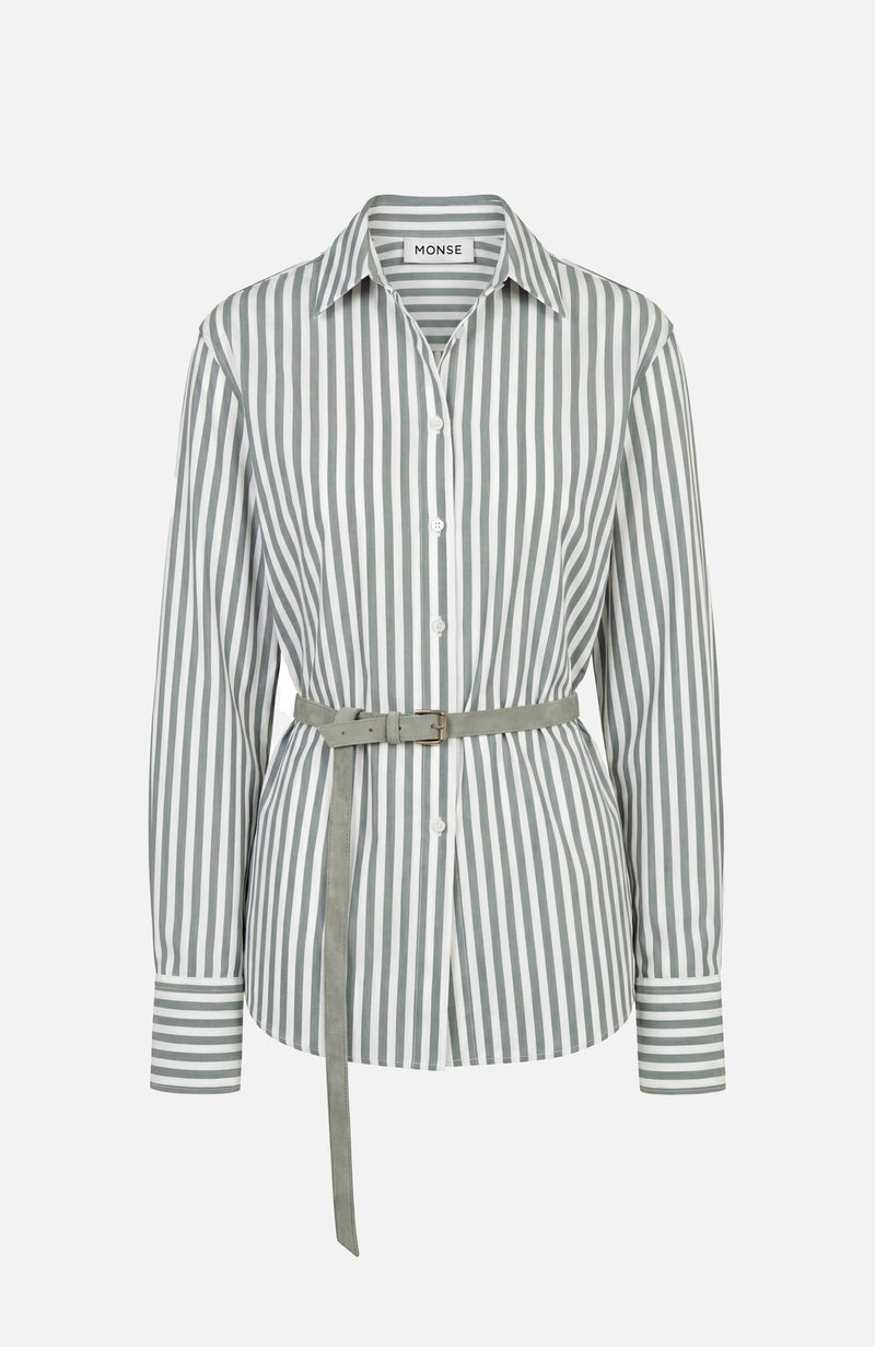 Leather Belt Backless Shirt