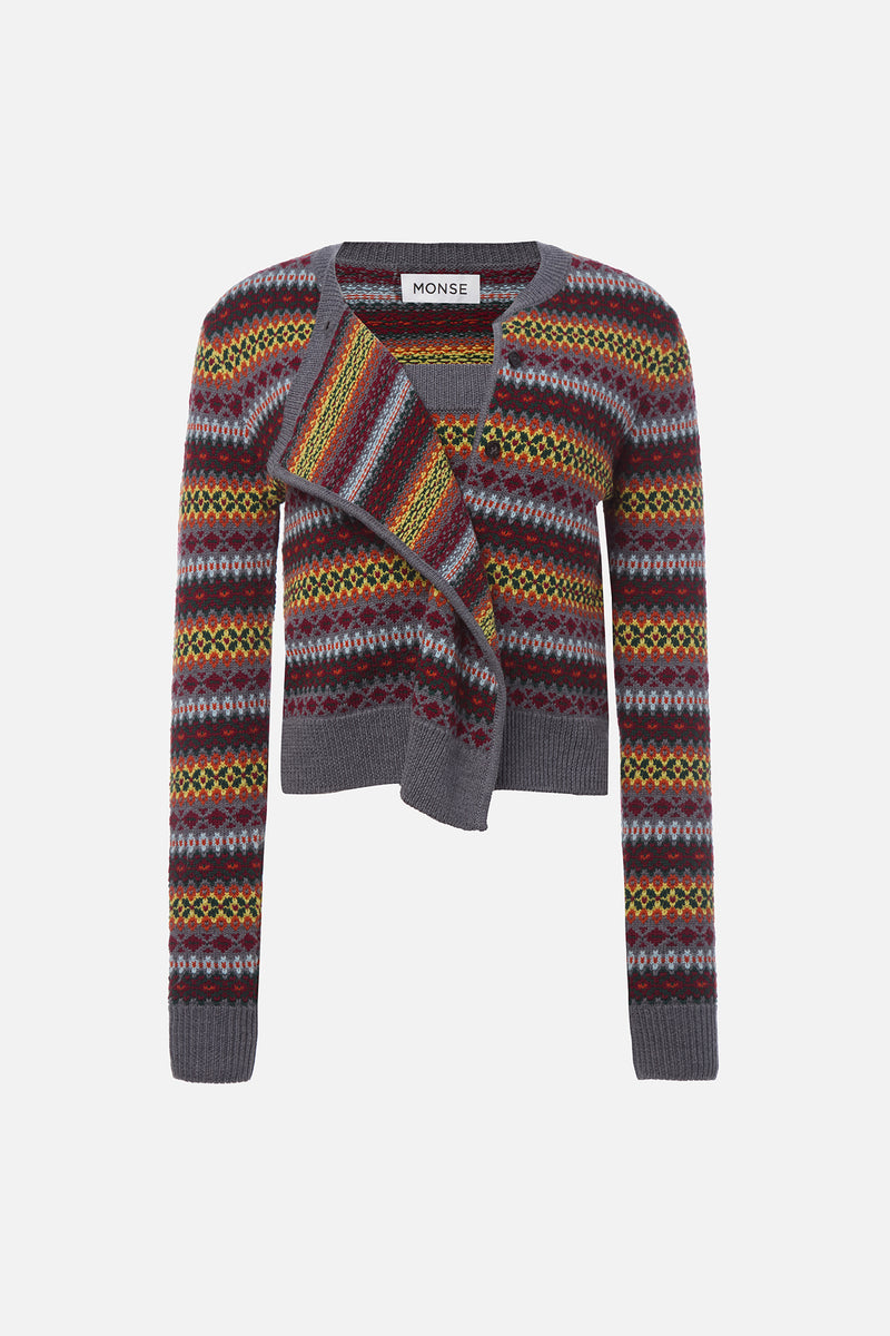 Fair Isle Cascade Knit Cardigan Set