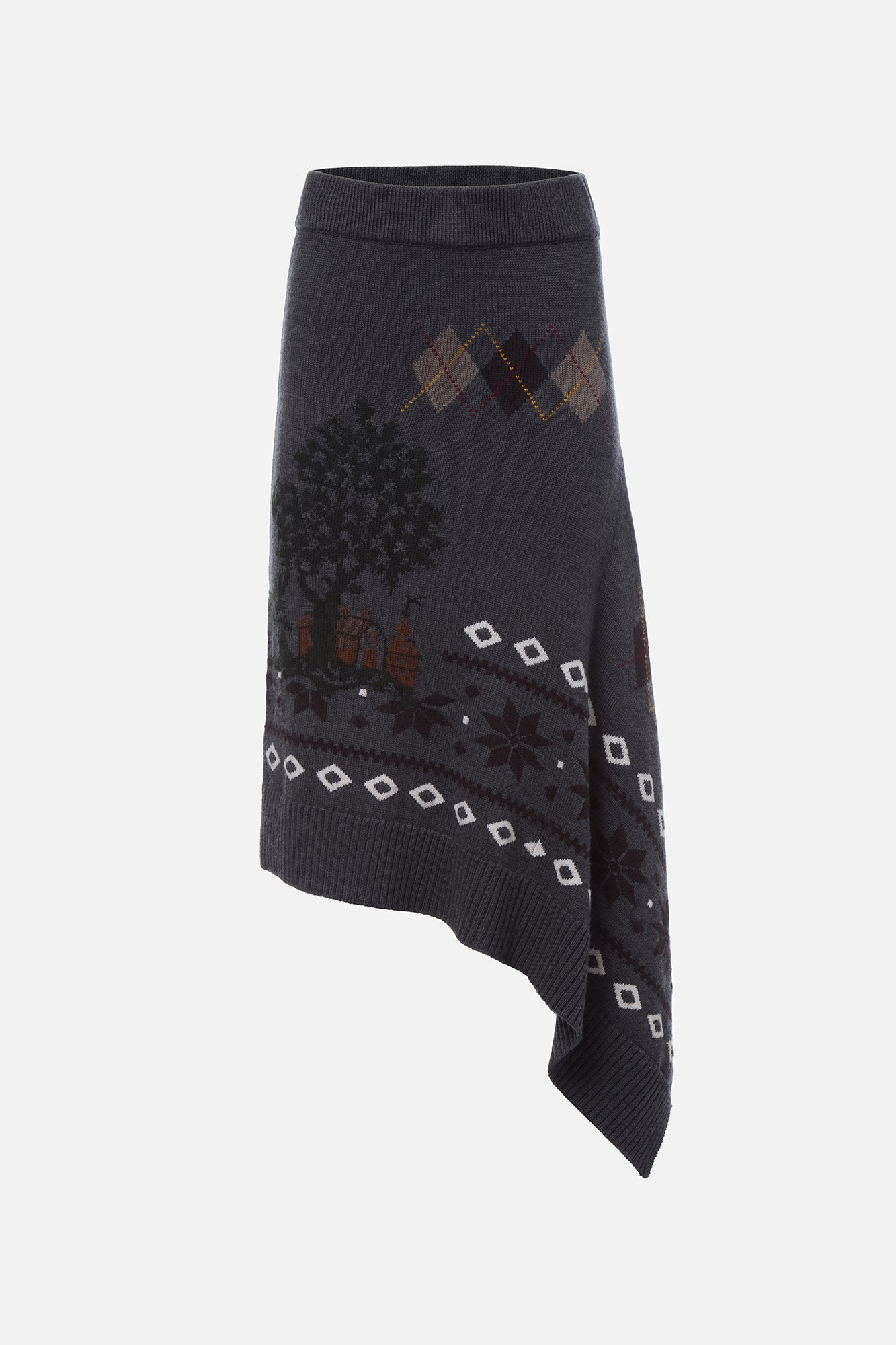 Mixed Fair Isle Midi Skirt