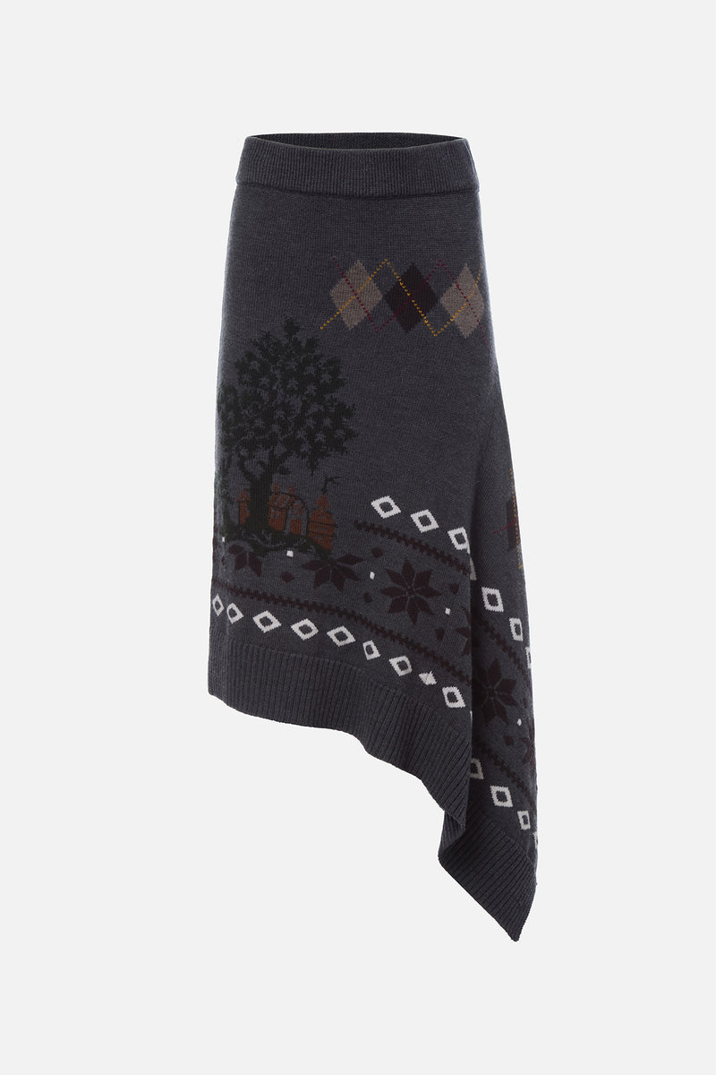 Mixed Fair Isle Midi Skirt