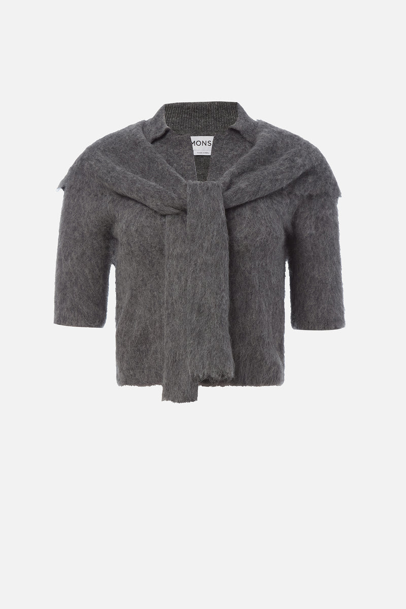 Cropped Polo Knit With Scarf