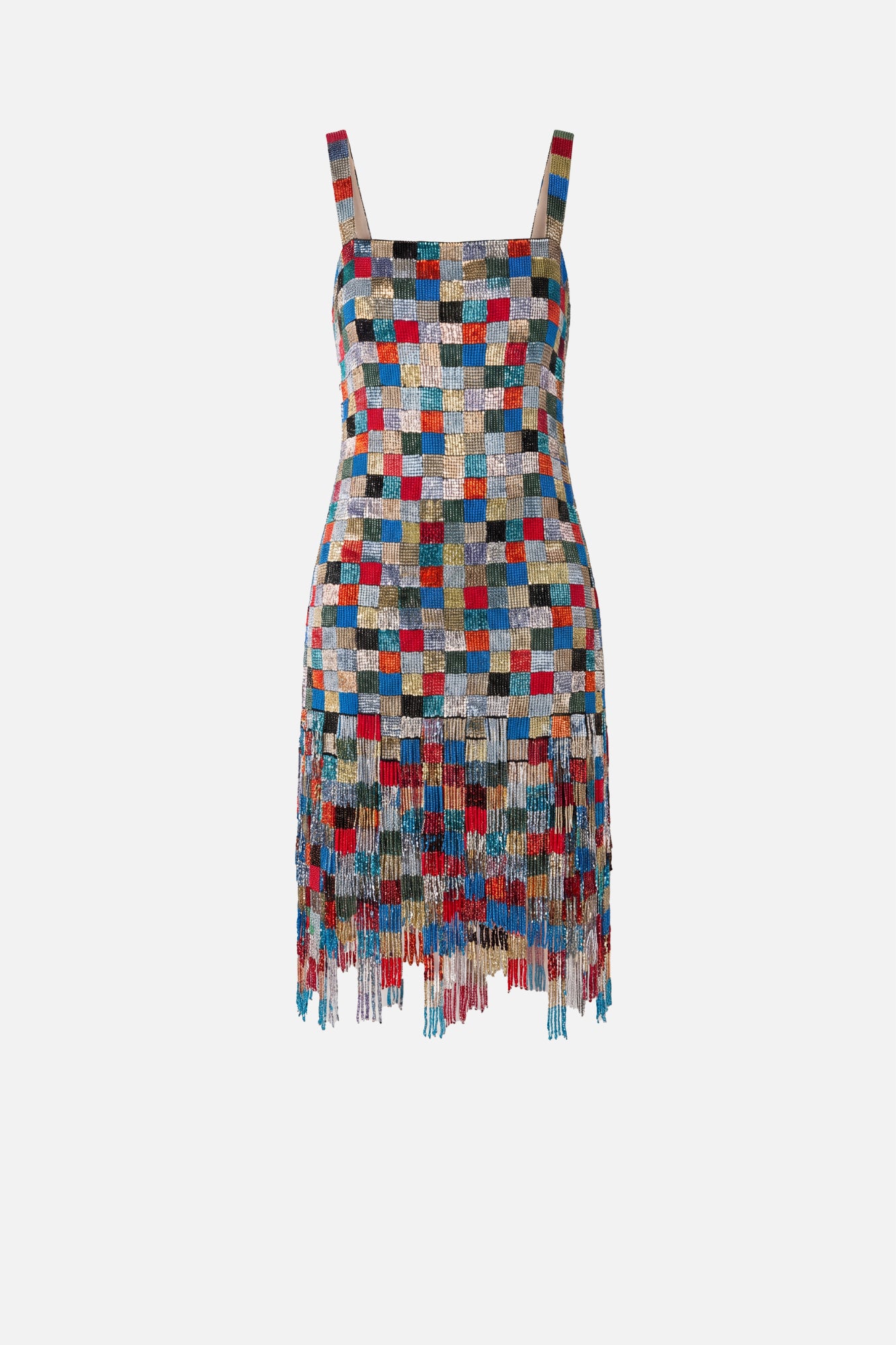 Embroidered Patchwork Fringe Mini Dress