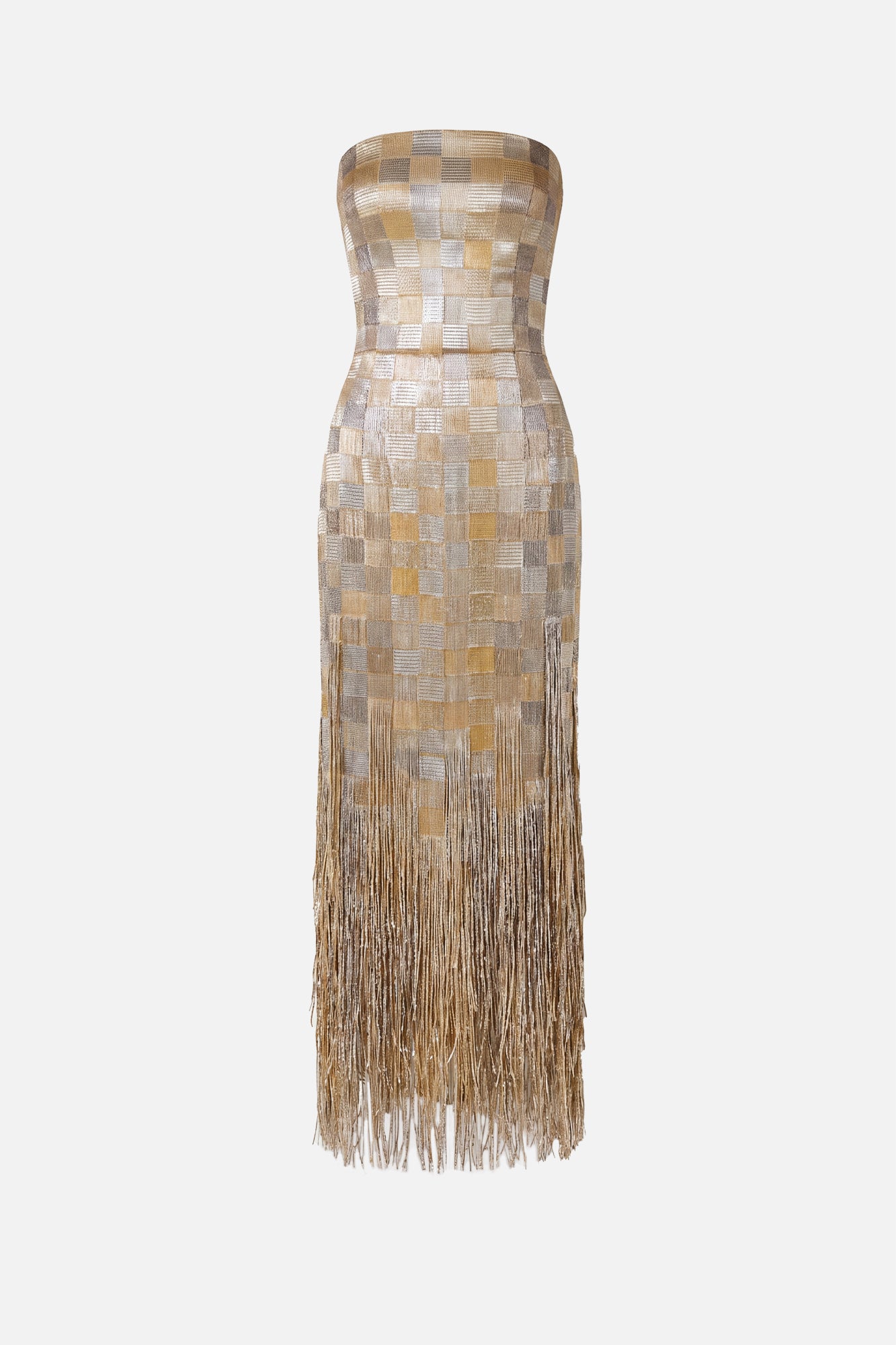 Embroidered Patchwork Fringe Midi Dress