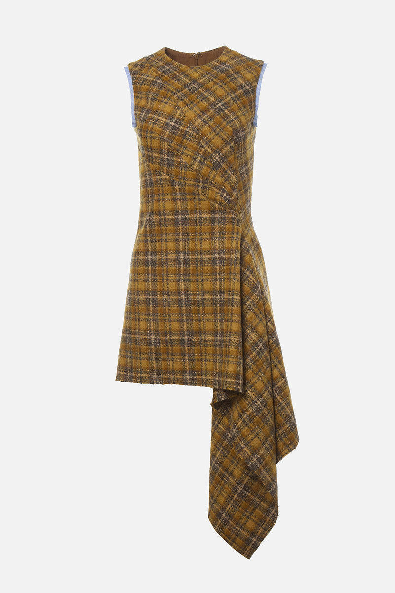 Drape Tweed Midi Dress