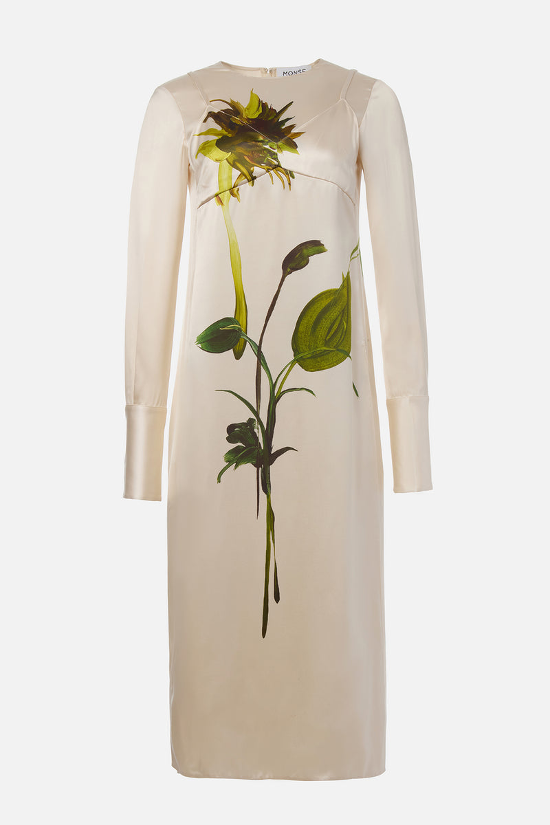Deconstructed Layered Sunflower Printed Dress