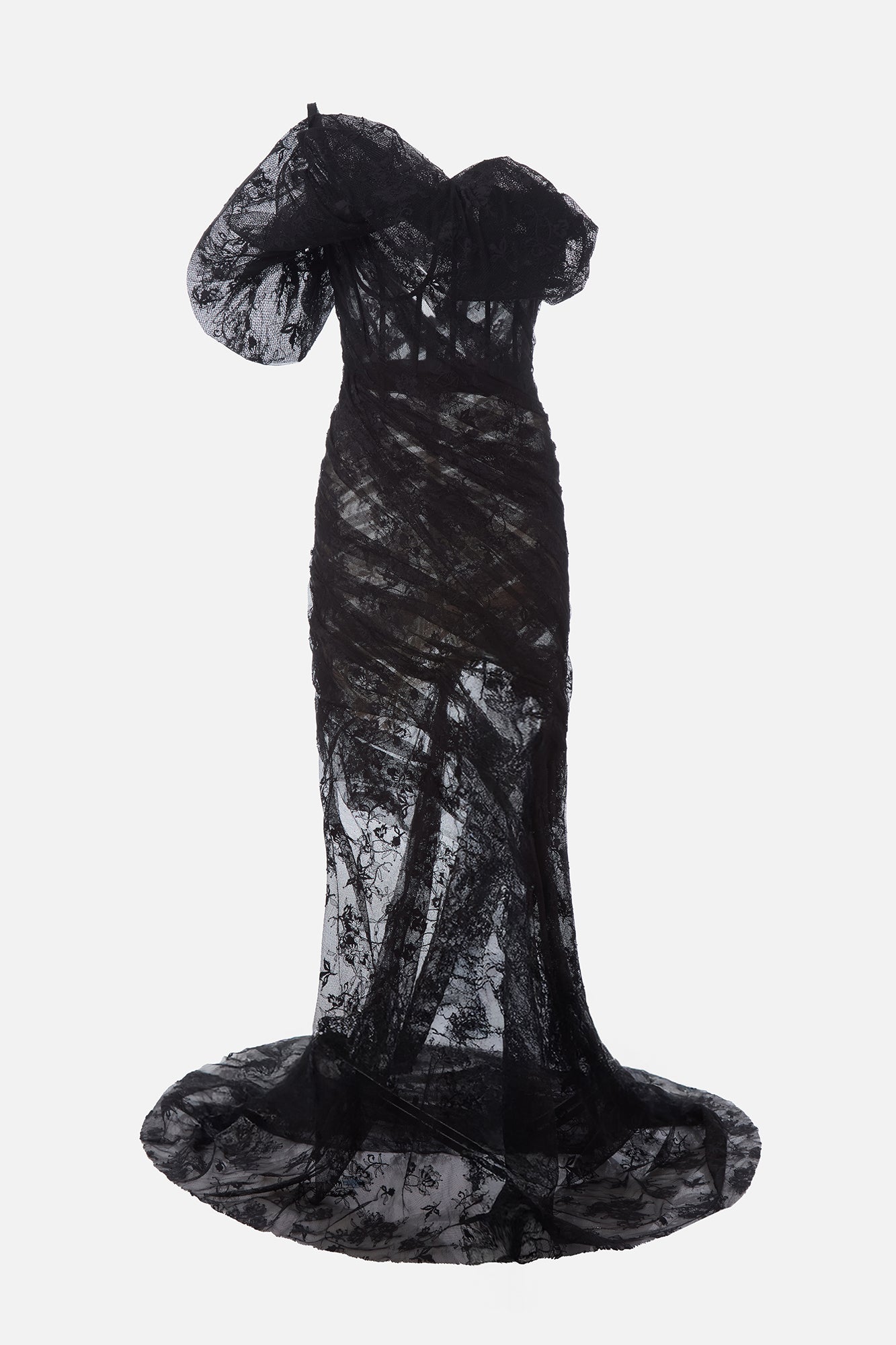 Puff Shoulder Lace Gown