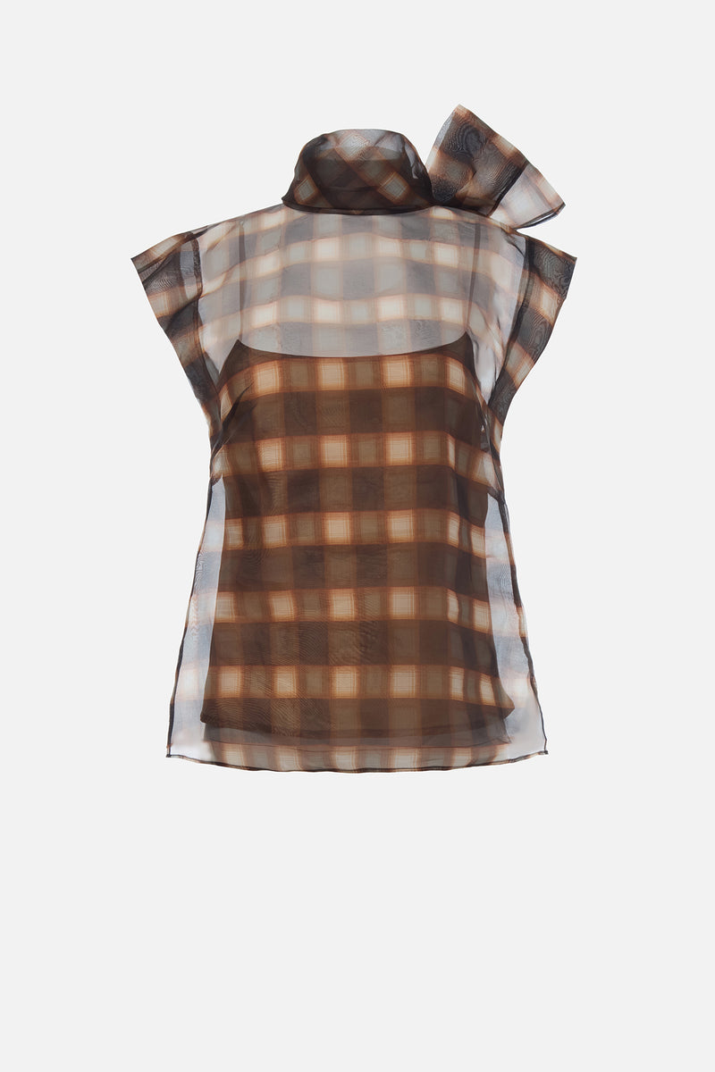 Organza Shoulder Tie Blouse