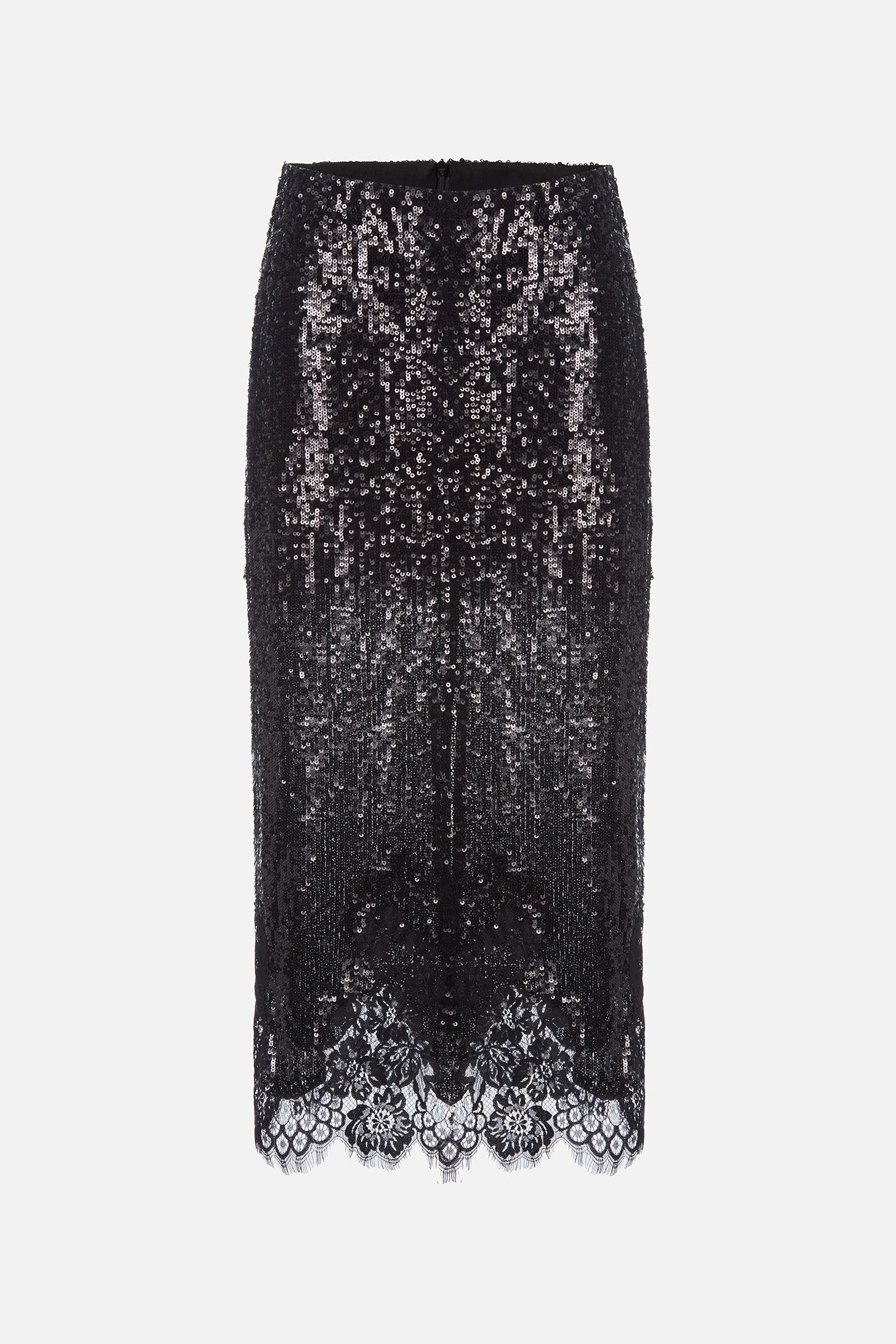 Lace Hem Sequin Skirt