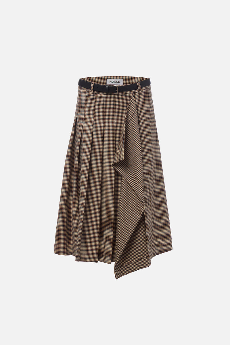Pleated Wrap Skirt W/ Belt