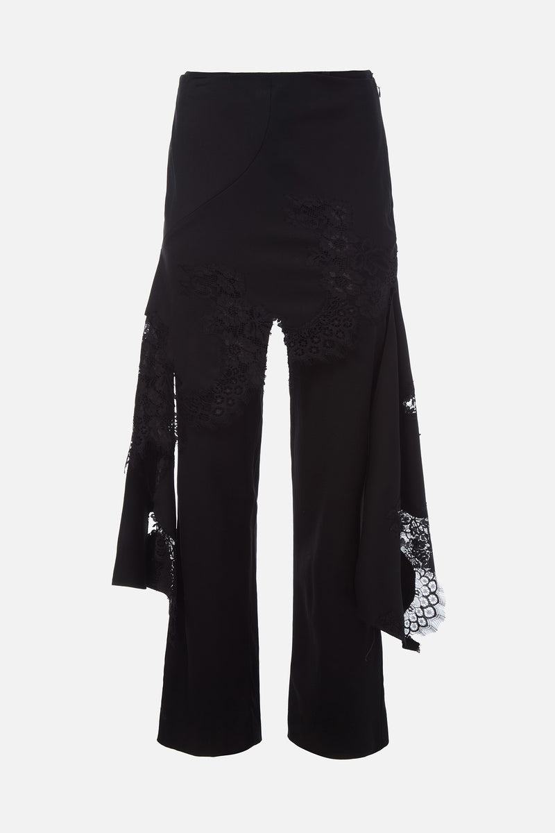 Deconstructed Tailored Lace Hem Skirt Trouser