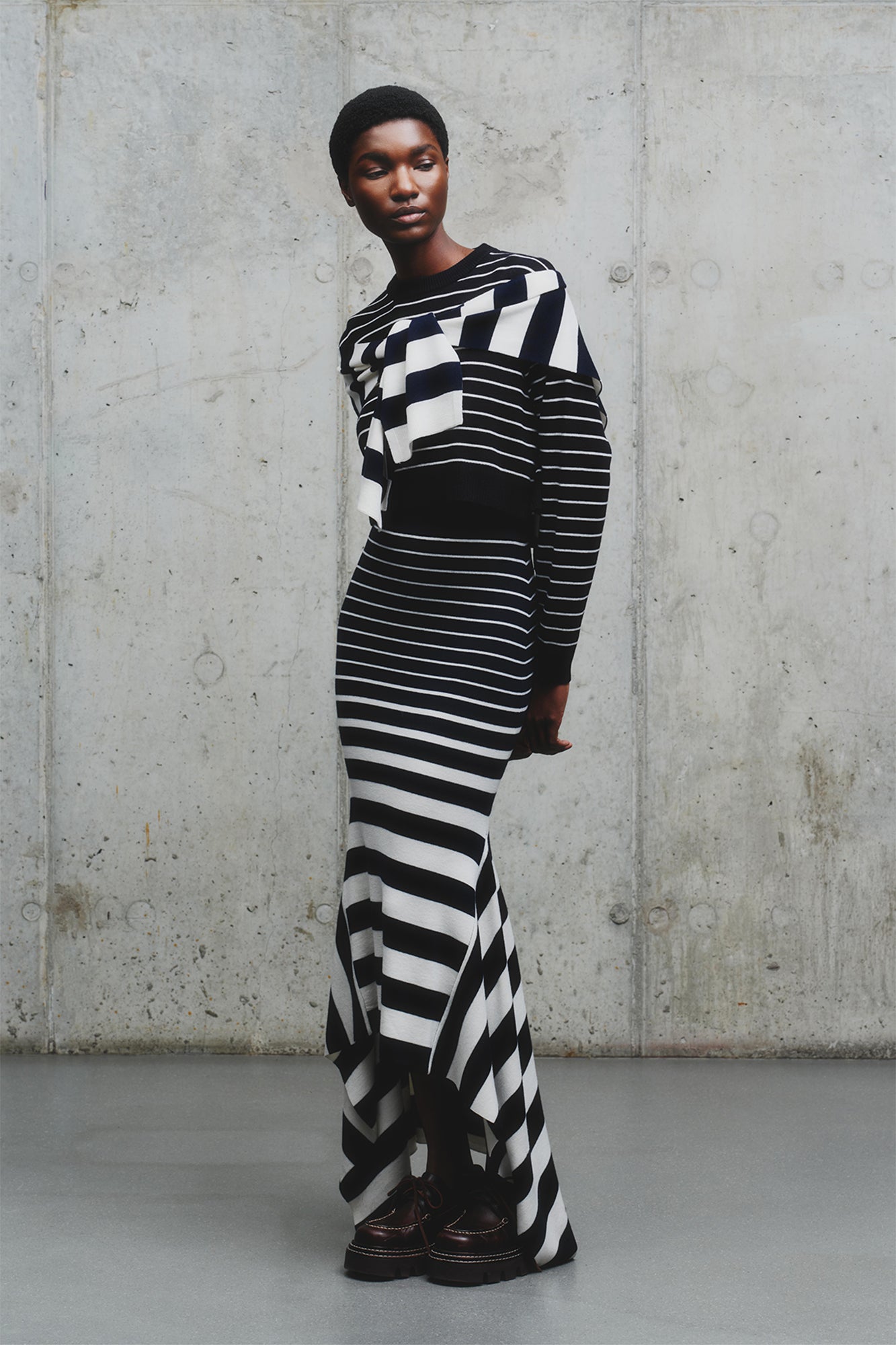 Ombre Stripe High Waist Knit Skirt