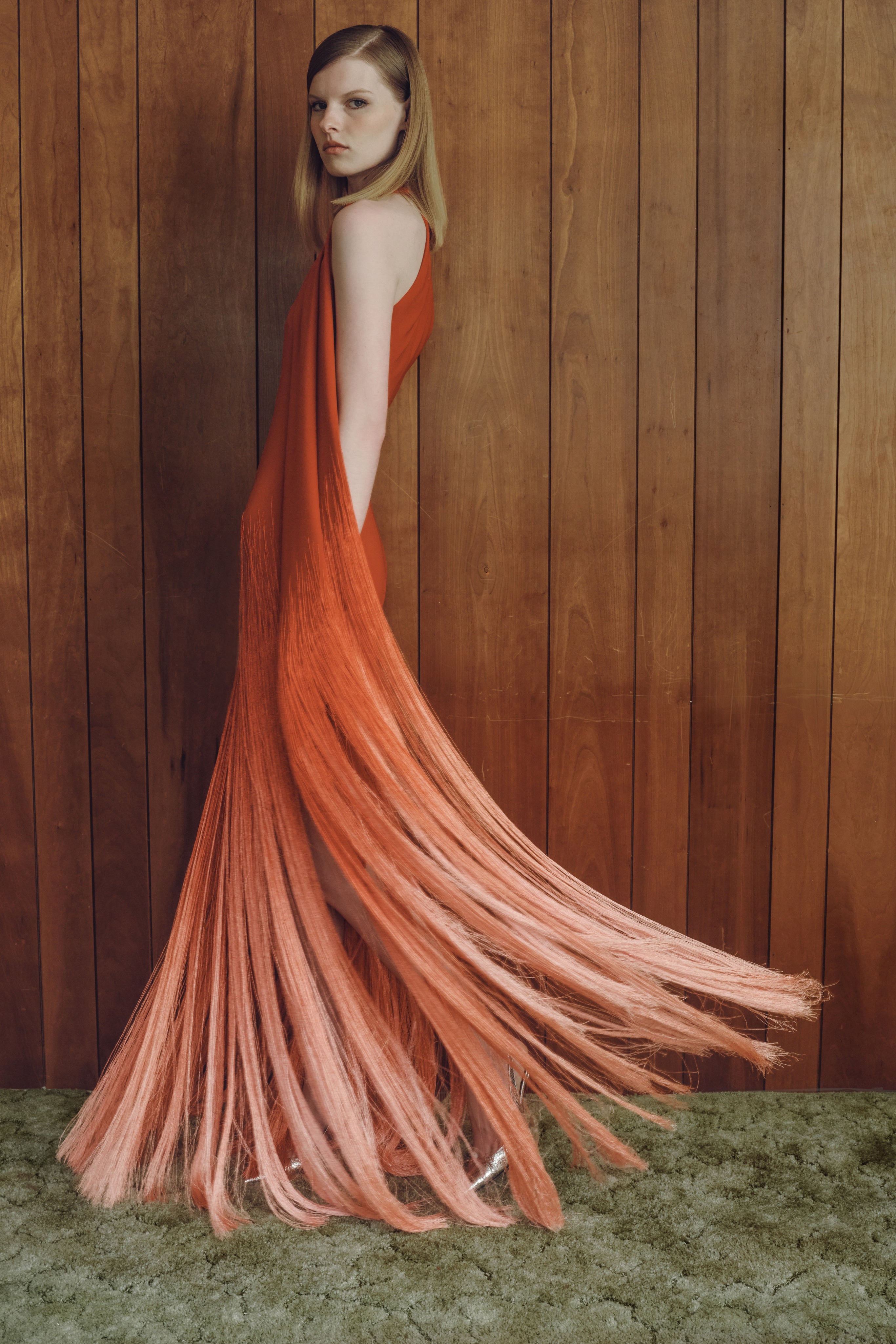 Silk Fringe Wrapped Scarf Dress