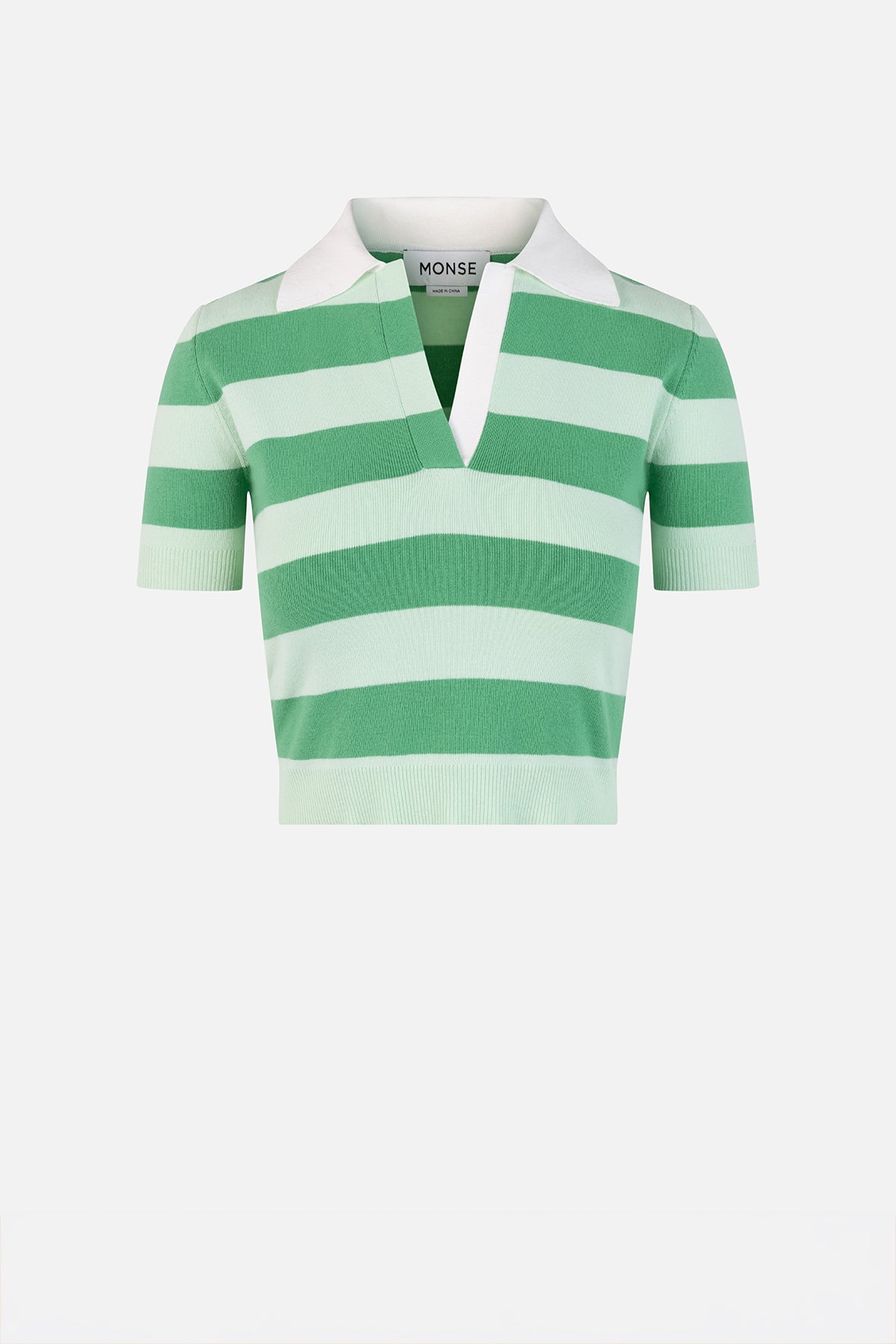 Striped Knit Polo Top
