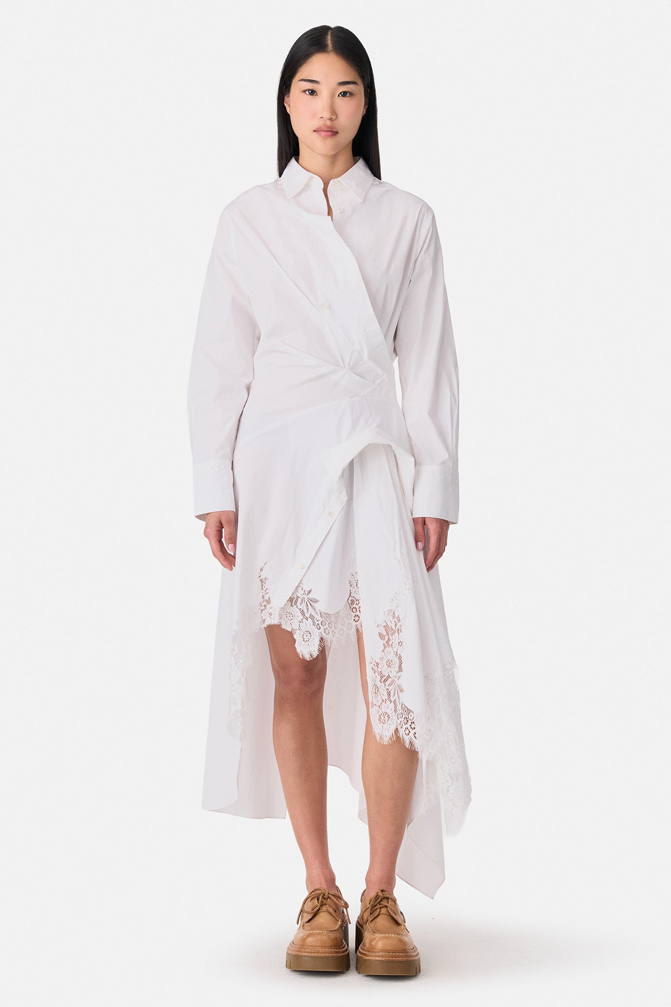 Laced Cascade Shirt Dress