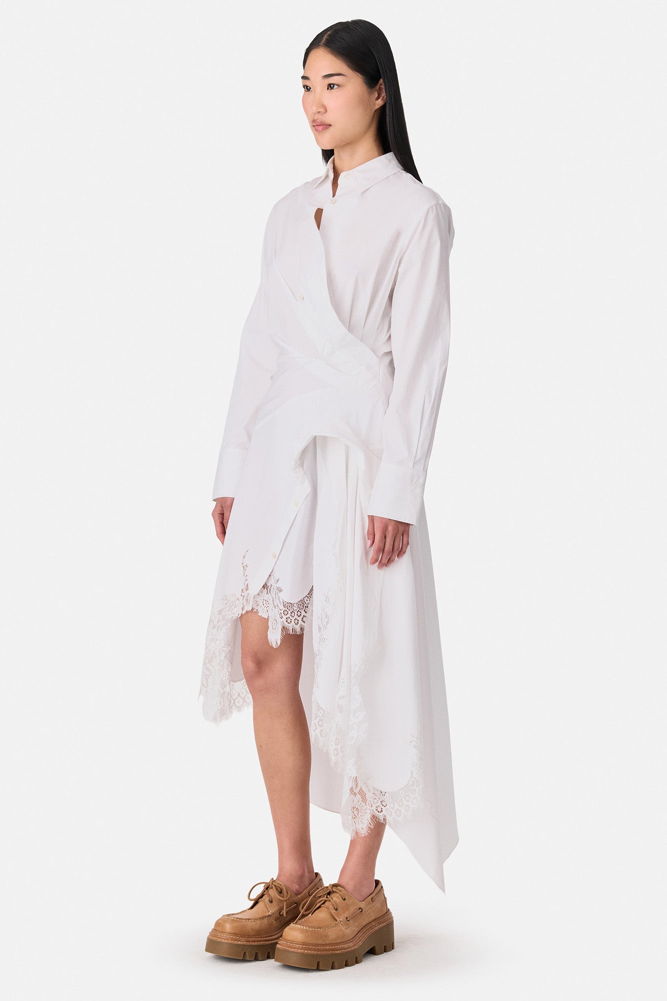 Laced Cascade Shirt Dress