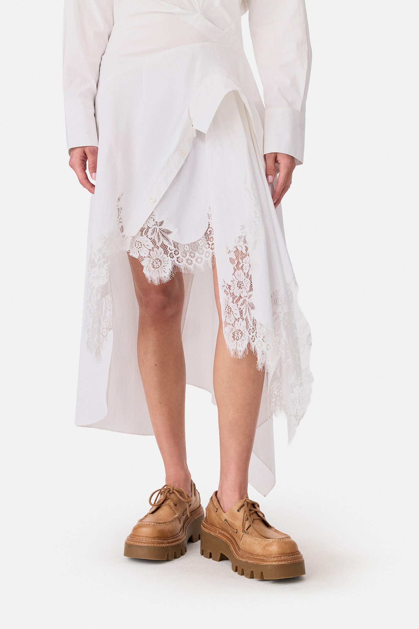 Laced Cascade Shirt Dress