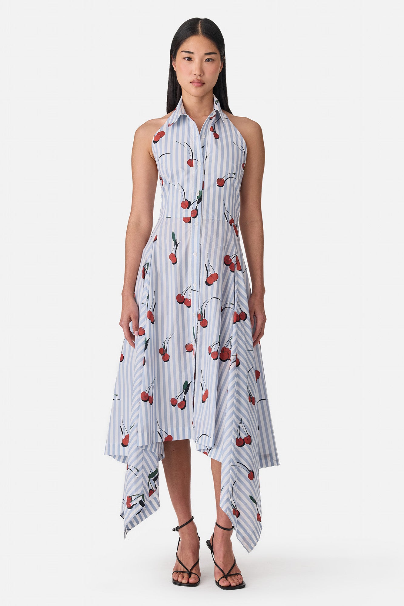 Bunny Ear Knotted Cherry Midi Dress