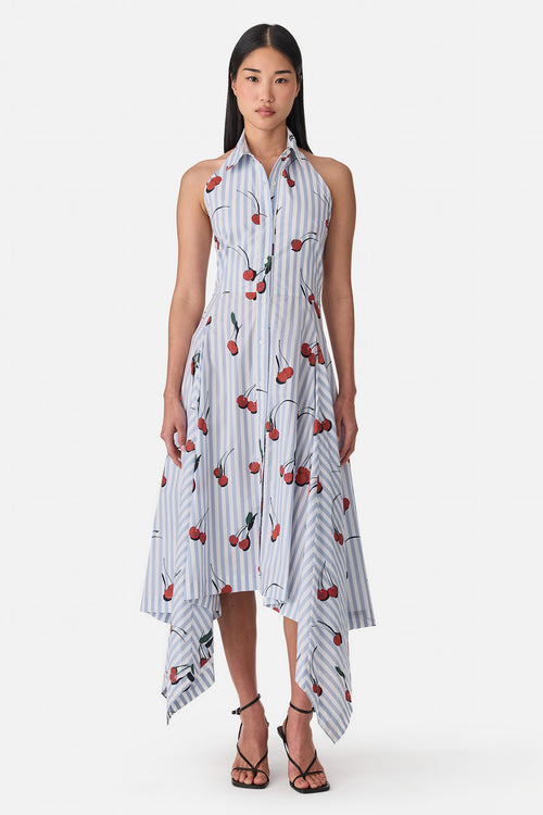 Bunny Ear Knotted Cherry Midi Dress