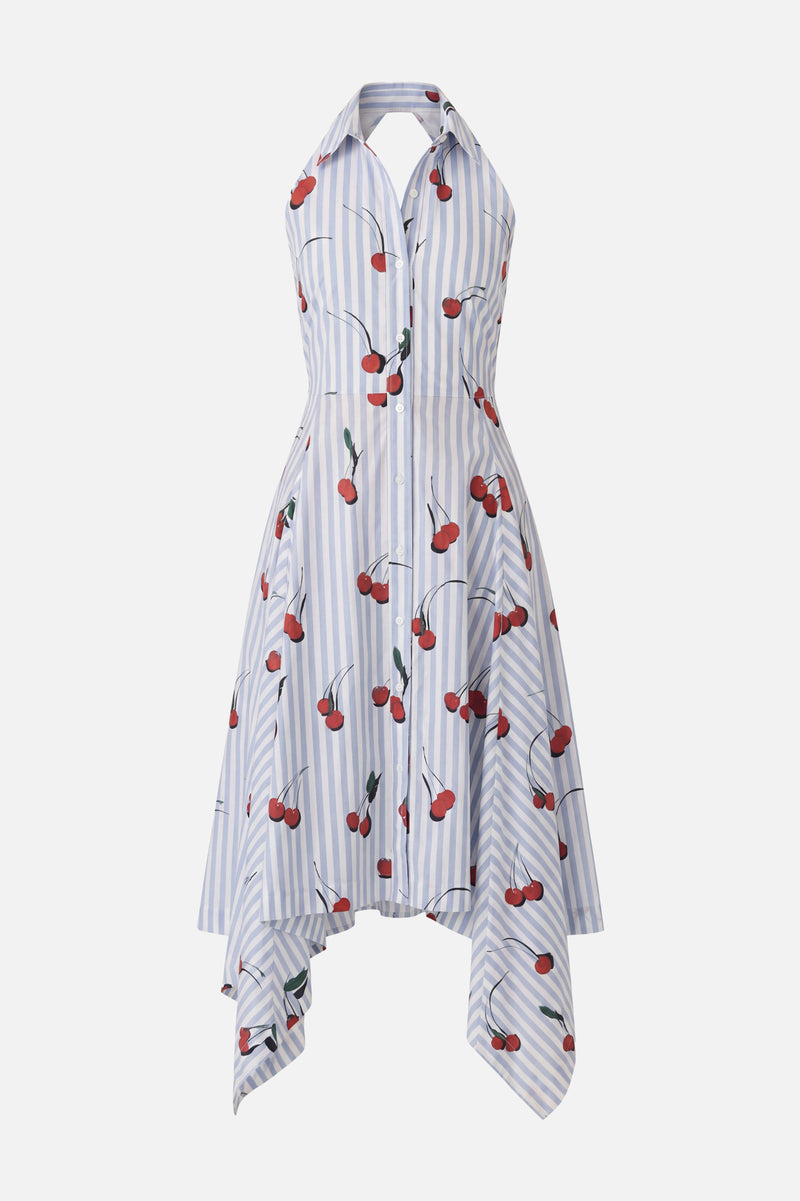 Bunny Ear Knotted Cherry Midi Dress