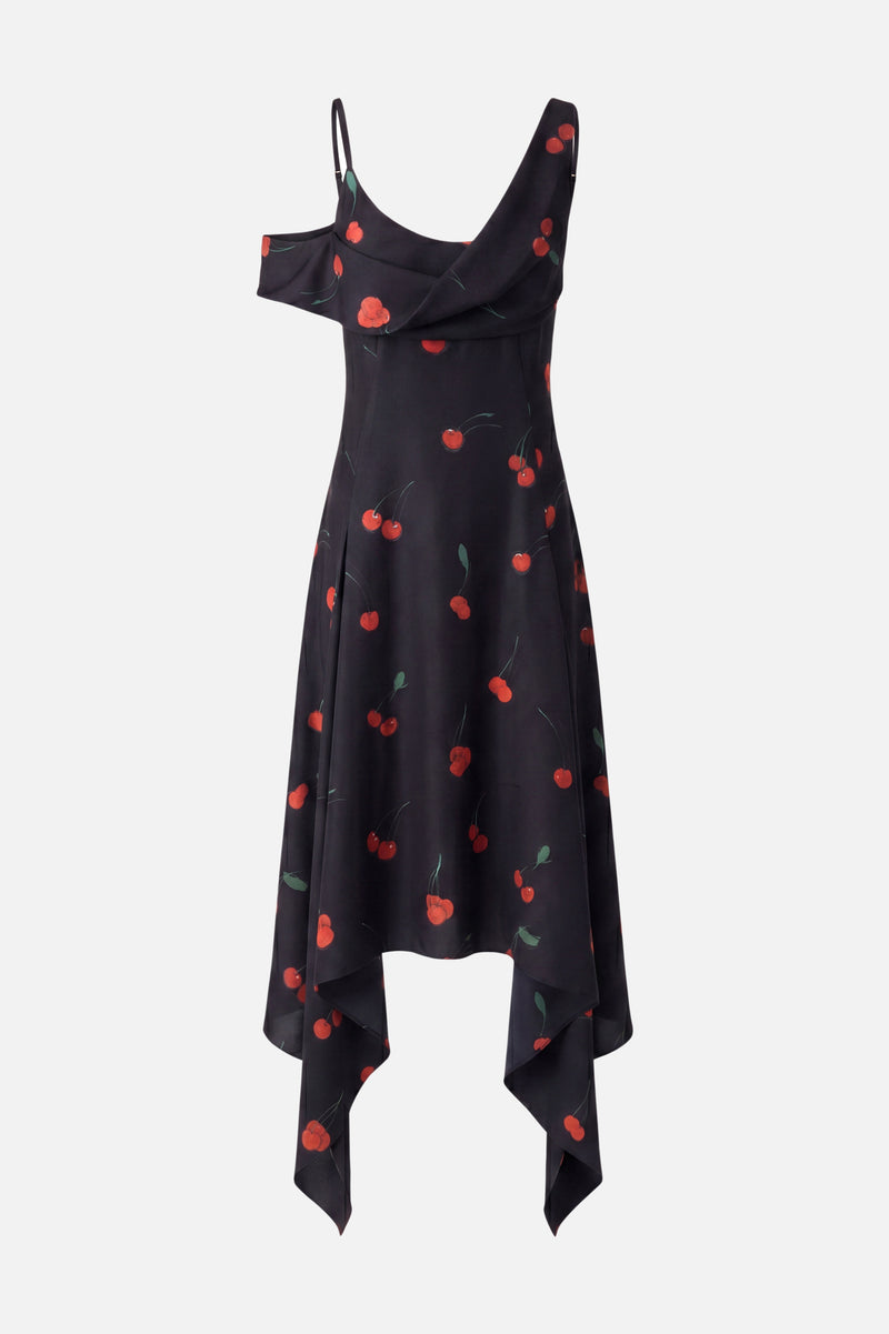 Printed Silk Scarf Cherry Dress