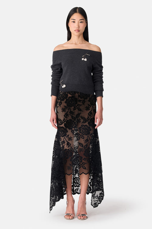 Combo Waistband Lace Skirt
