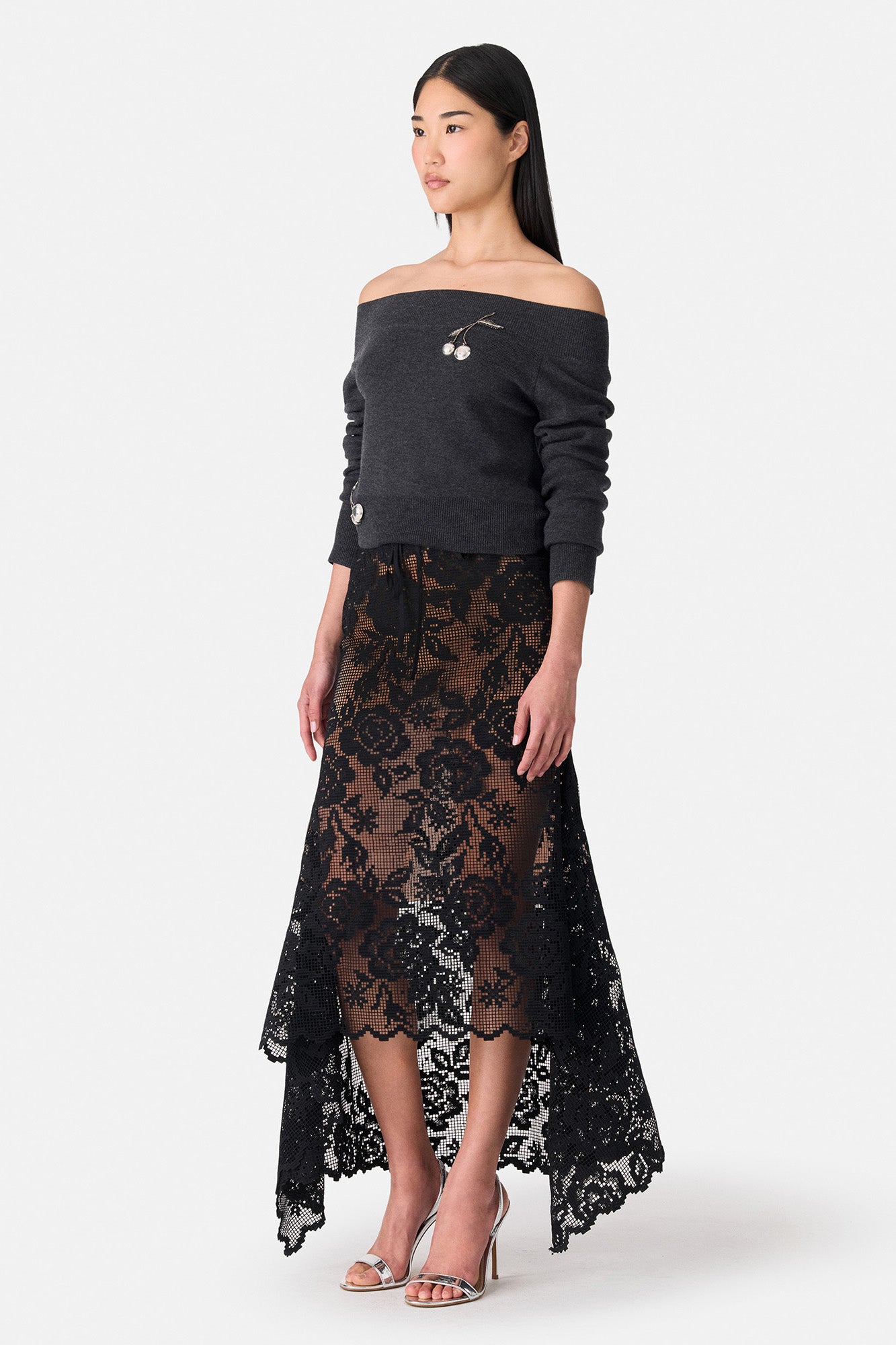 Combo Waistband Lace Skirt