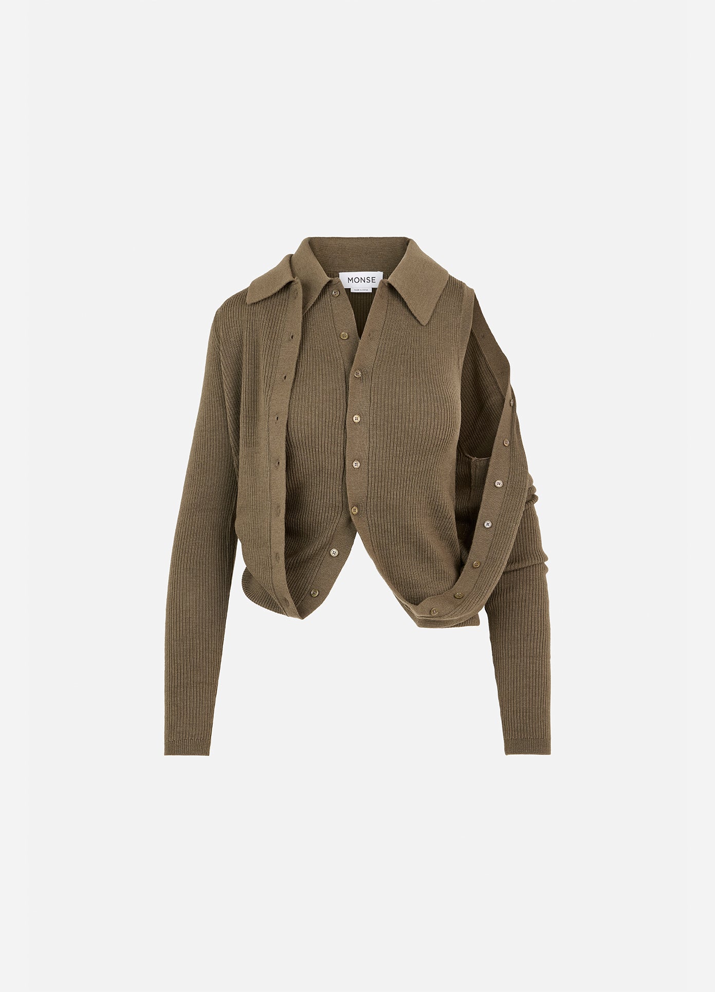 Fold Up Slim Ribbed Cardigan