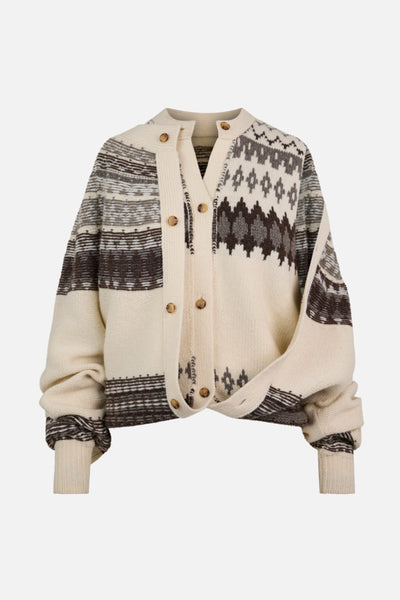Fold Up Faire Isle Cardigan in Ivory Multi – MONSE