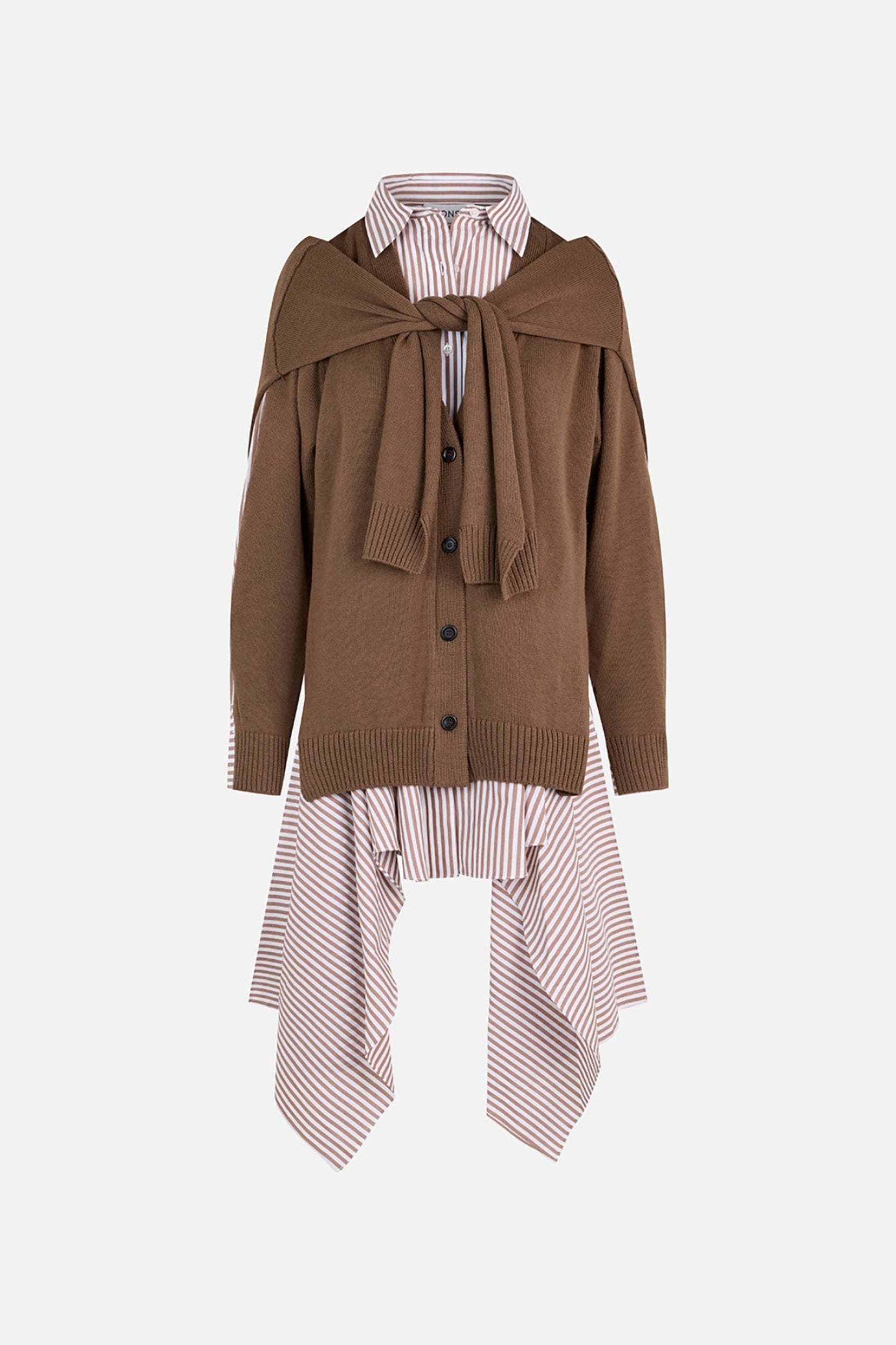 Combo Knit Cascade Shirt Dress