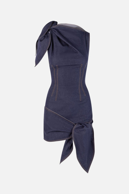 Denim Bow-Tie Mini Dress