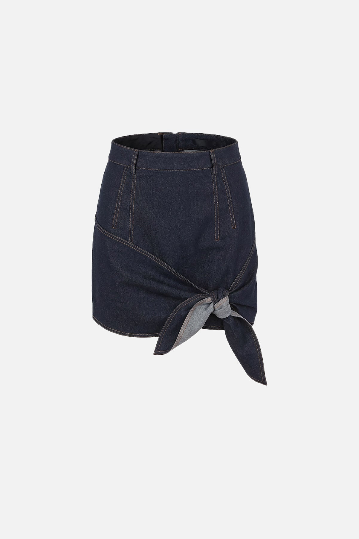 Bow-Tie Denim Mini Skirt