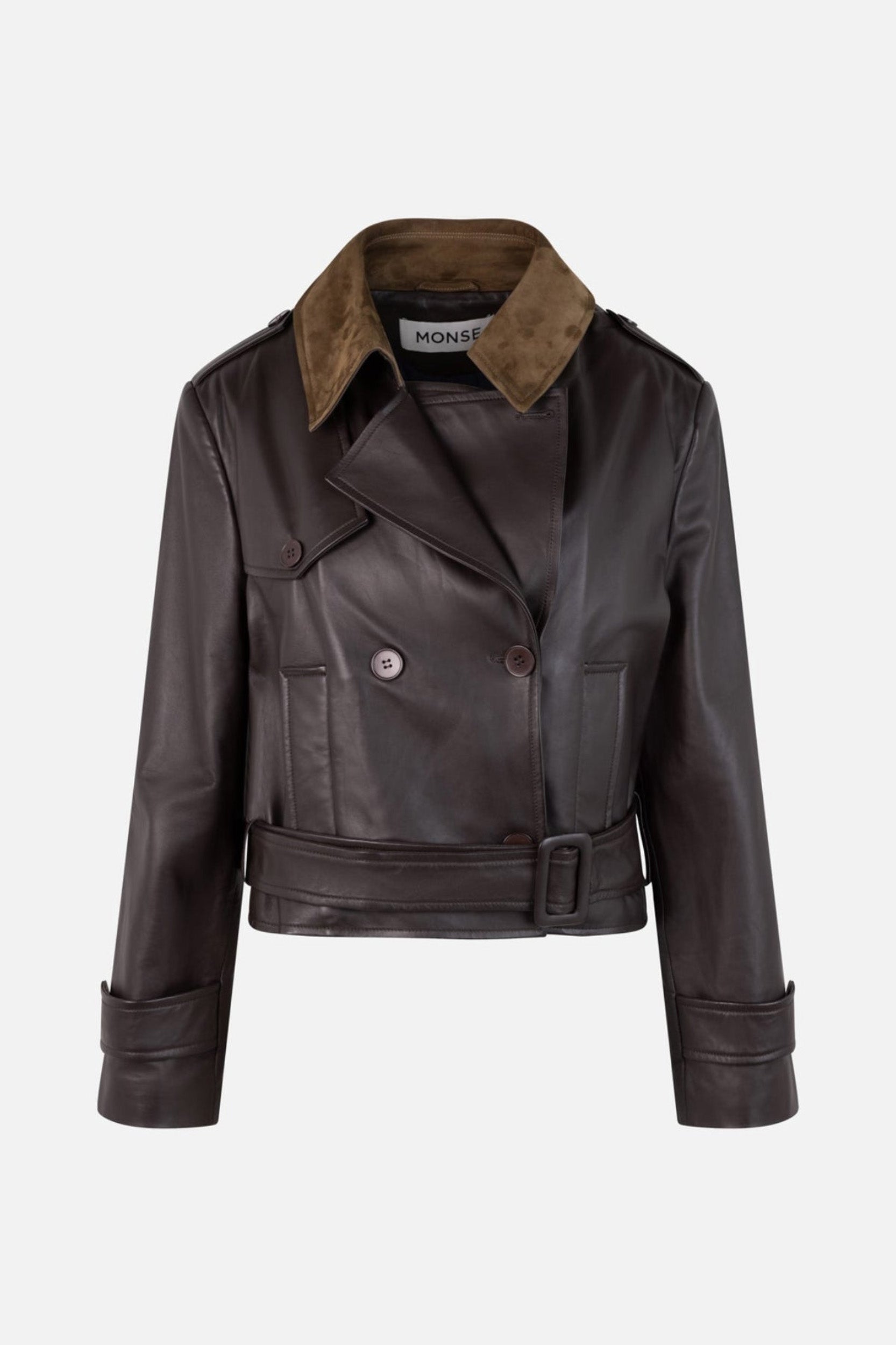 Layering Cropped Leather Trench Coat