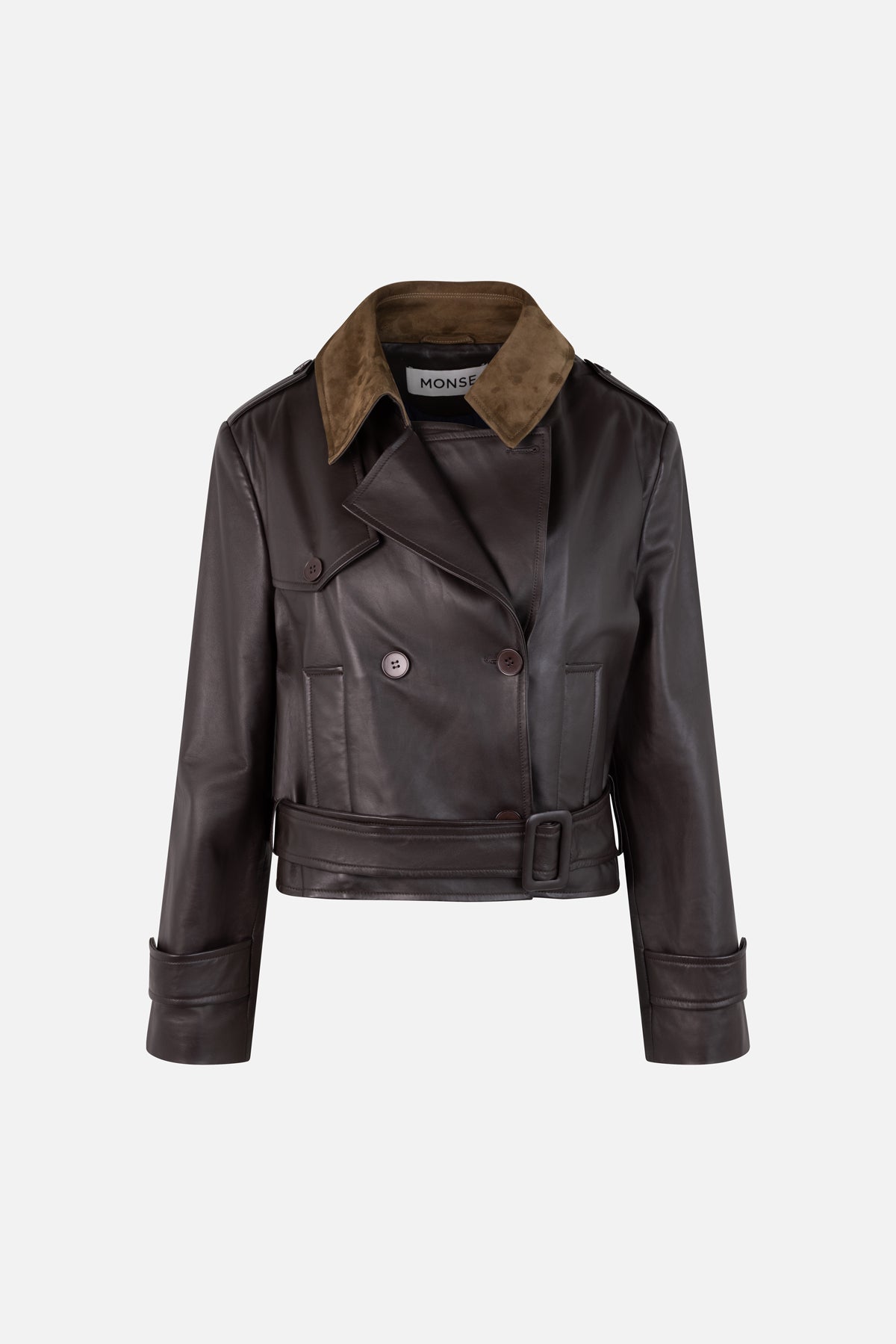 Layering Cropped Leather Trench Coat