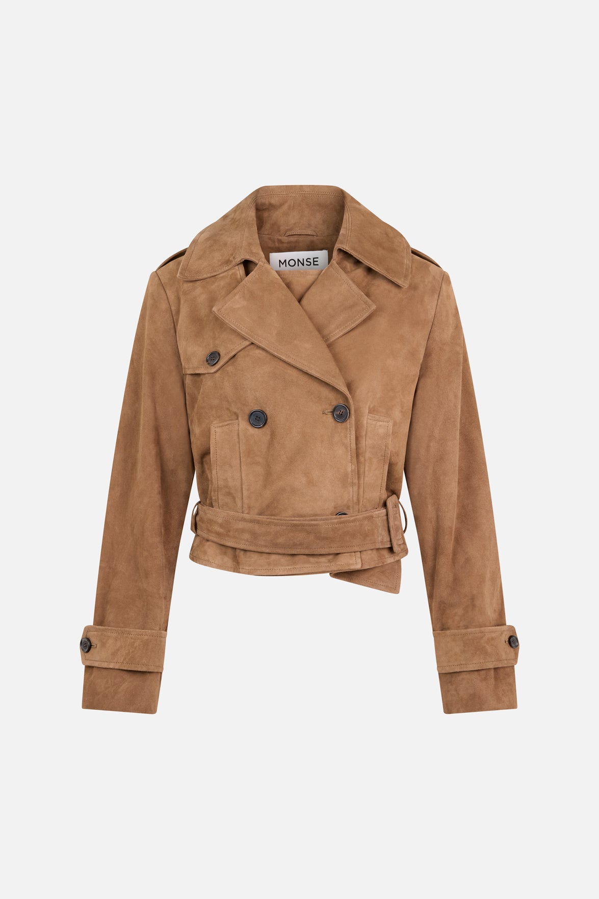 Layering Cropped Leather Trench Coat