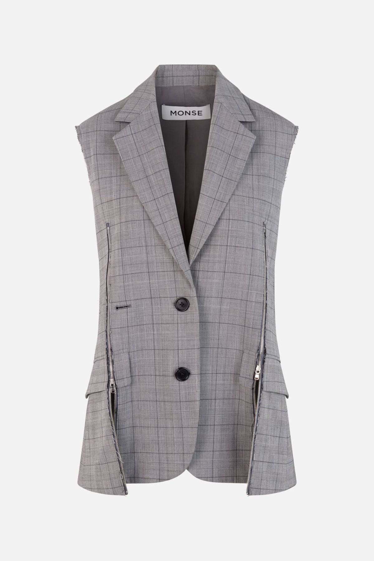 Slashed Zipper Tailored Vest