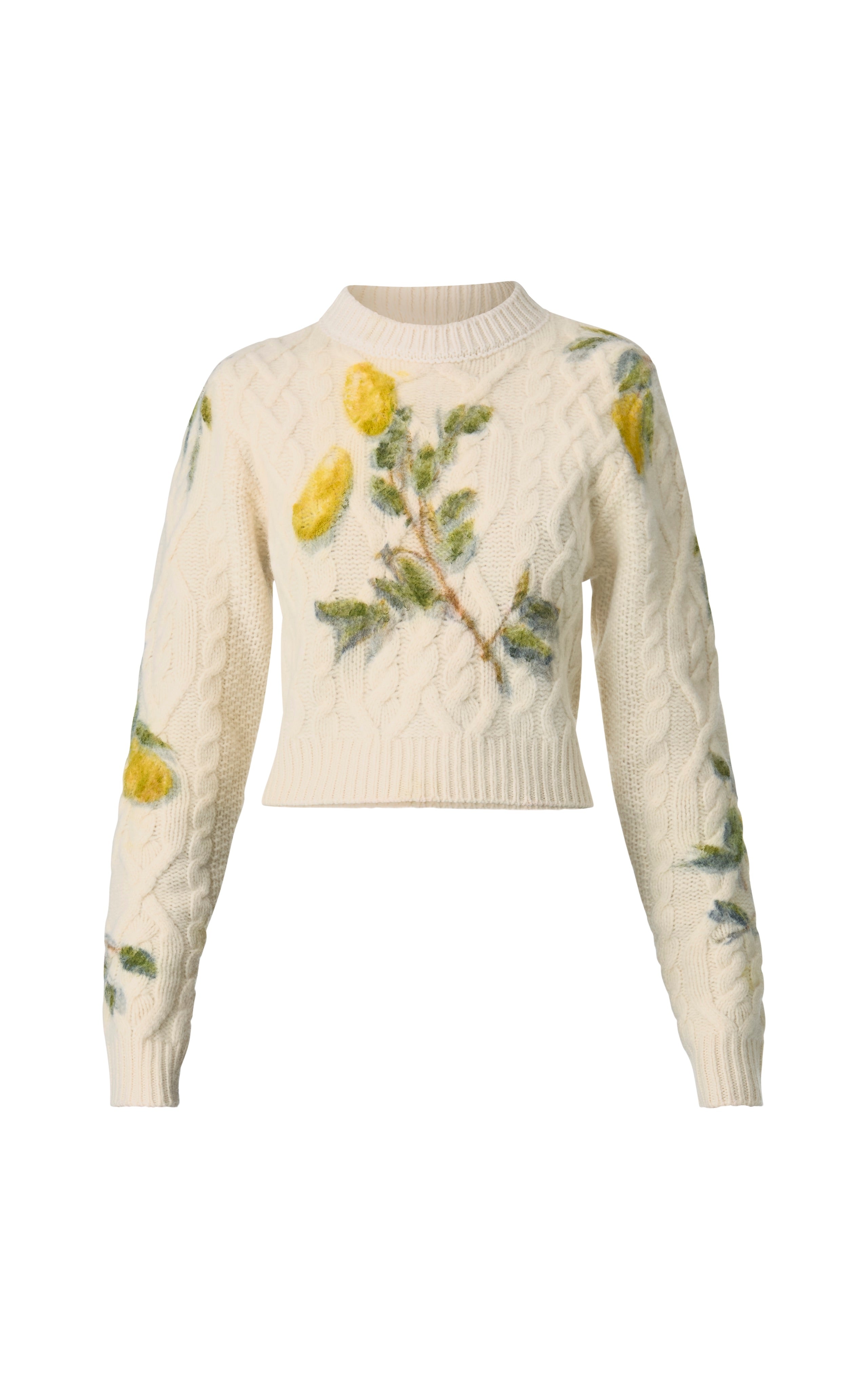 Lemon Printed Cable Knit Top